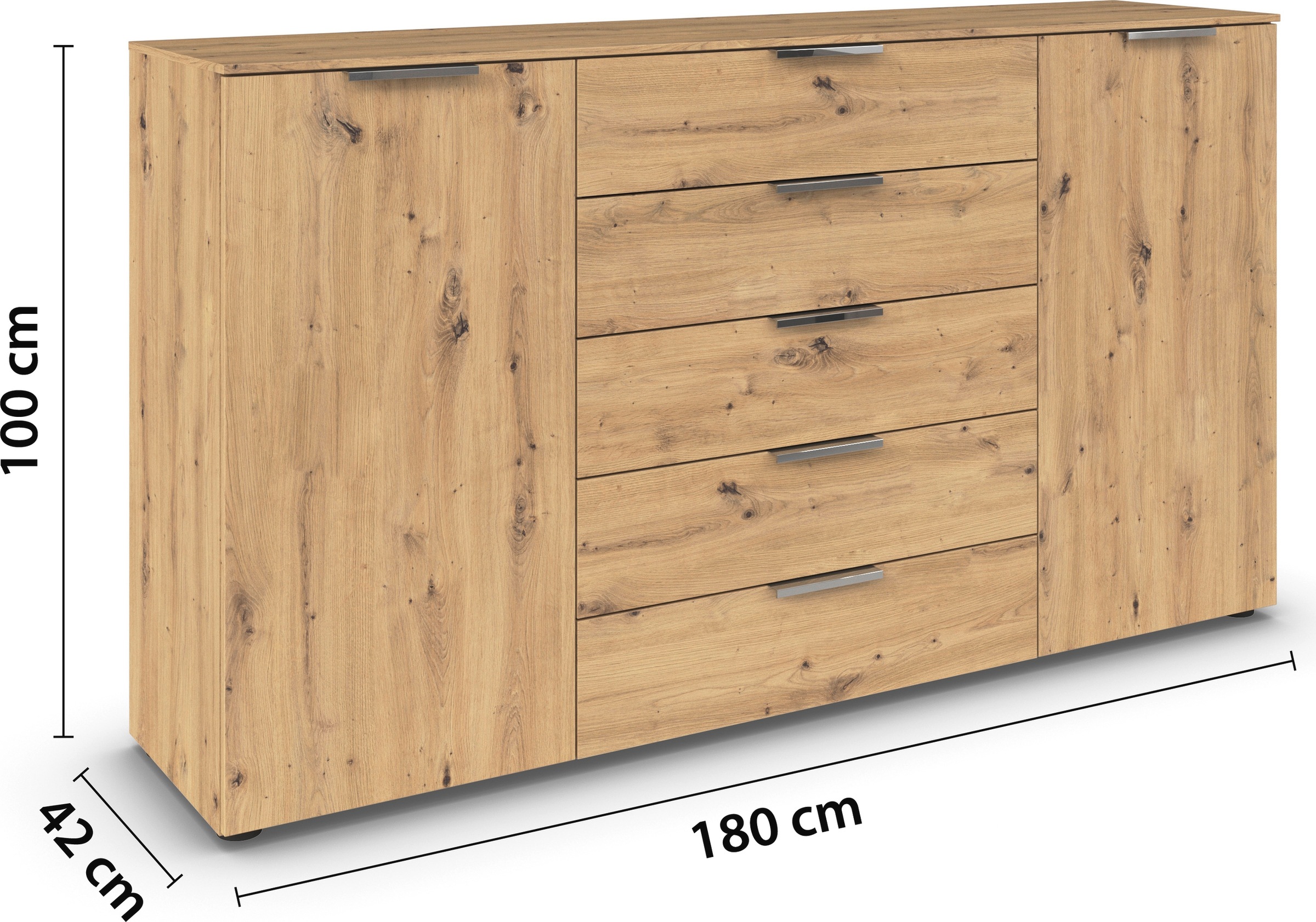 rauch Kommode »Flipp Schubladenkommode Wäscheschrank Schrank Bestseller«, 2-türig mit 5 Schubladen und Soft-Close-Funktion in zwei Breiten