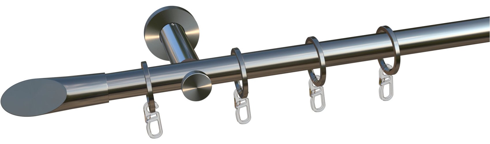 indeko Gardinenstange »Marbella« Ø 16 mm 1 läufig-läufig Wunschmaßlänge Komplett-Set inkl. Ringen,Faltenlegehaken und Montagematerial