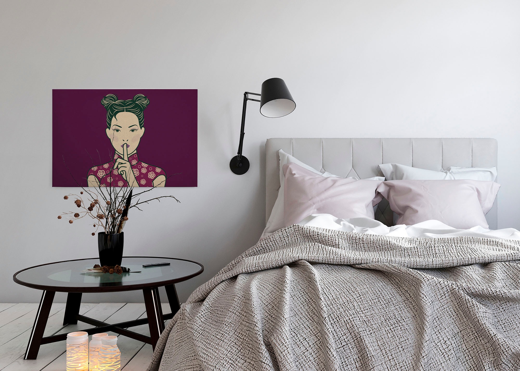 A.S. Création Leinwandbild »himari 3«, Kunst-Gemälde-Kinder, (1 St.), Keilrahmen Bild Asiatisch Frau Leinwand-Bild Wohnzimmer modern Kinder