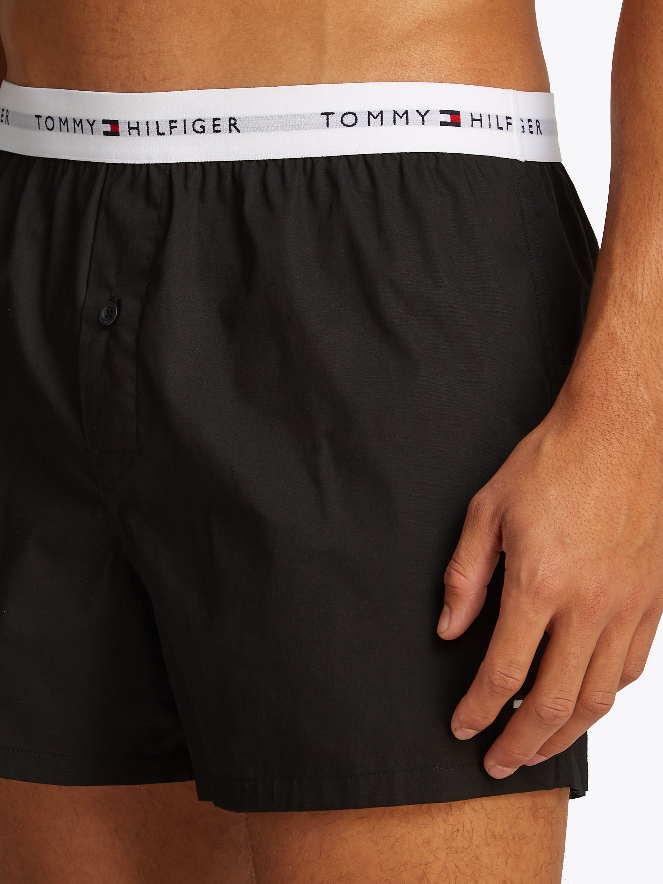 Tommy Hilfiger Underwear Webboxer »2P WOVEN BOXER«, (Packung, 2 St., 2er), mit Logobund