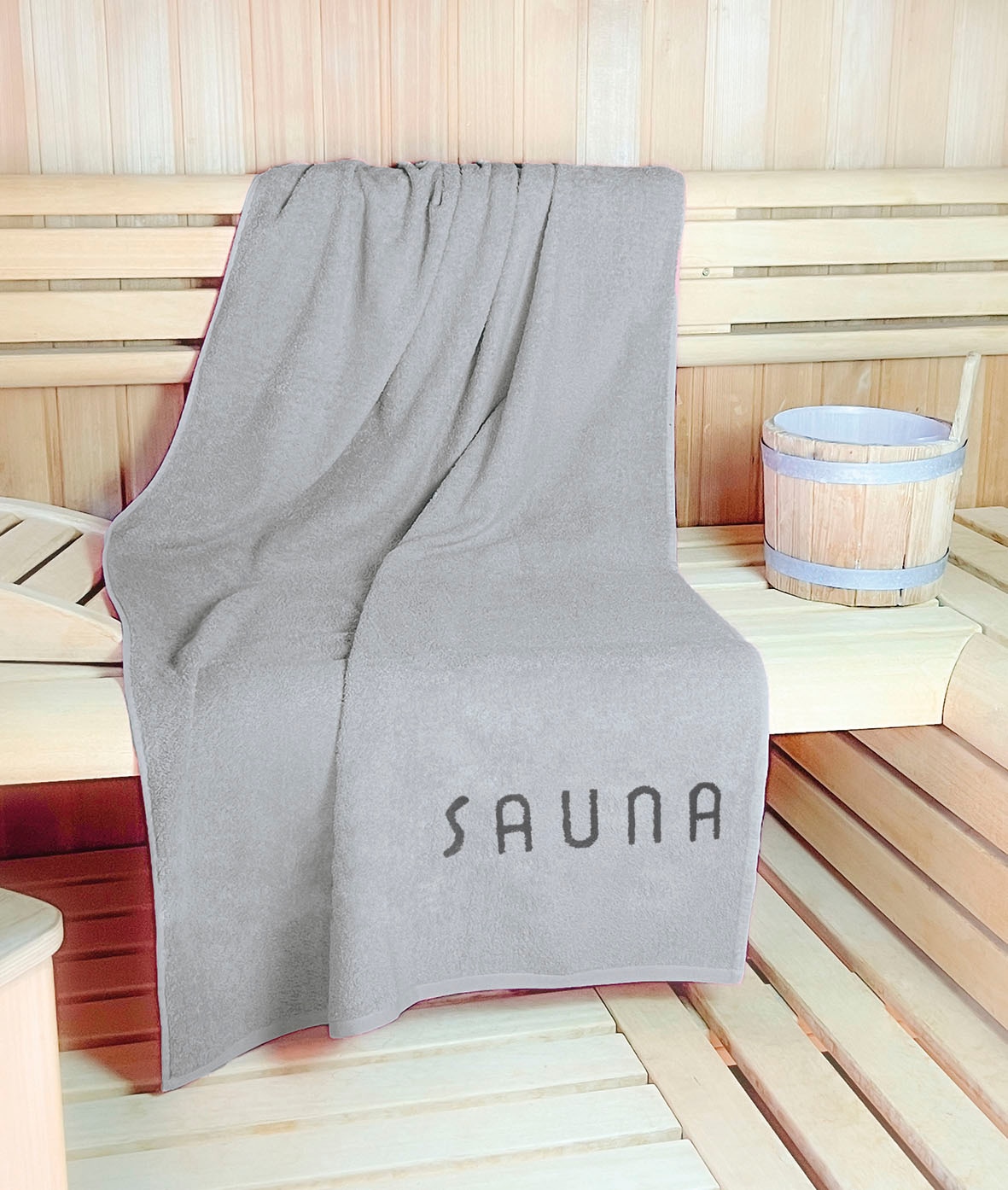 KiNZLER Saunatuch »Wellness, Sauna - Größe 90/200 cm« leichte Qualität, verschiedenen Designs, auch als 2er Set grau Jacquard, Baumwolle B/L: 