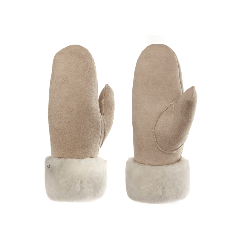 PEARLWOOD Lederhandschuhe »FIONA« 1 Paar, Velourleder, Fausthandschuh, warm gefüttert sand