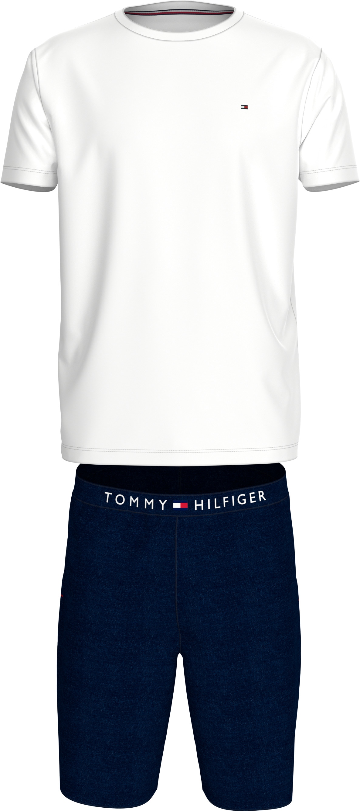 Tommy Hilfiger Underwear Pyjama »CN SS SHORT JERSEY SET«, (Set, 2 tlg., 2er), mit Logostickereien