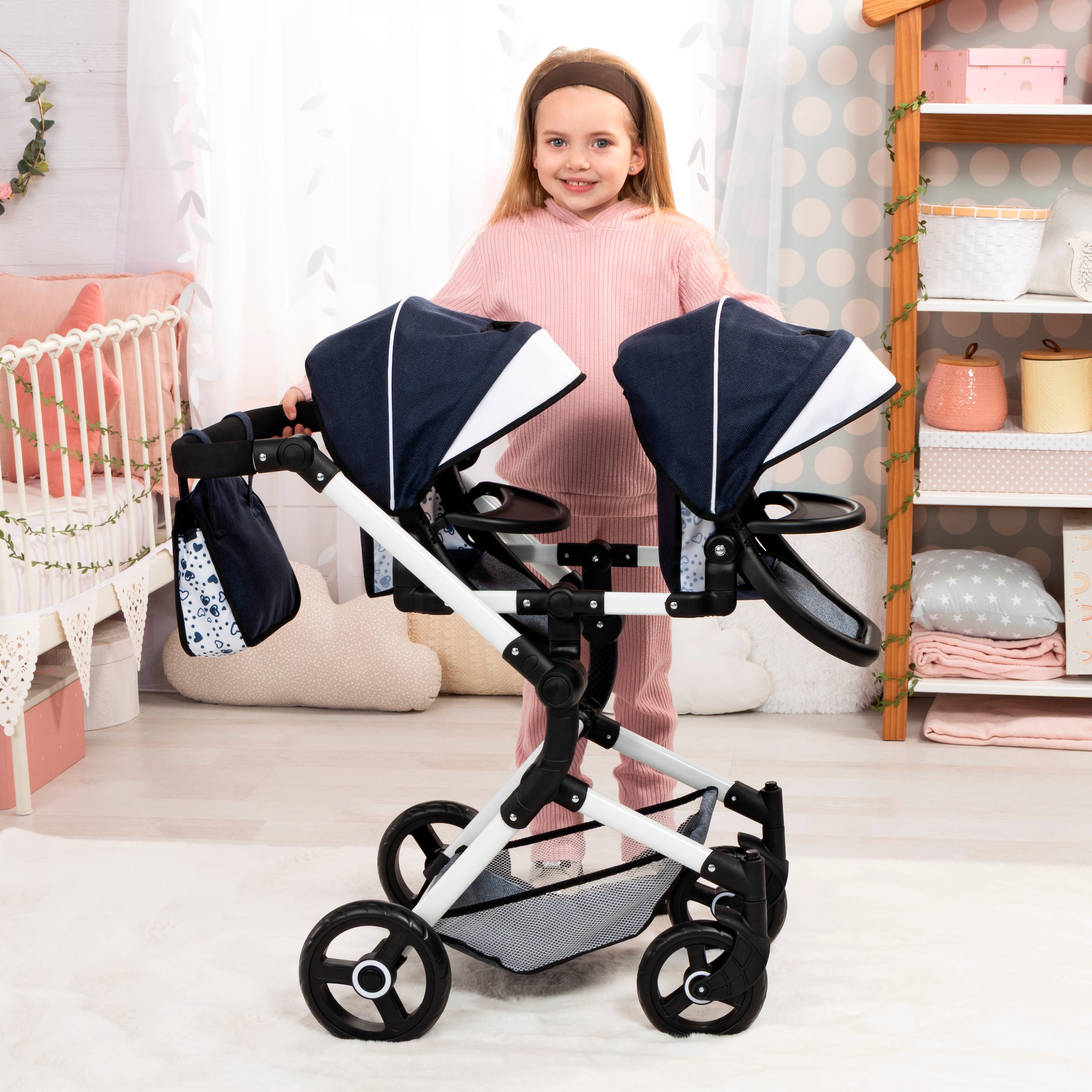 Bayer Puppen-Zwillingsbuggy »Twin Neo« mit Wickeltasche