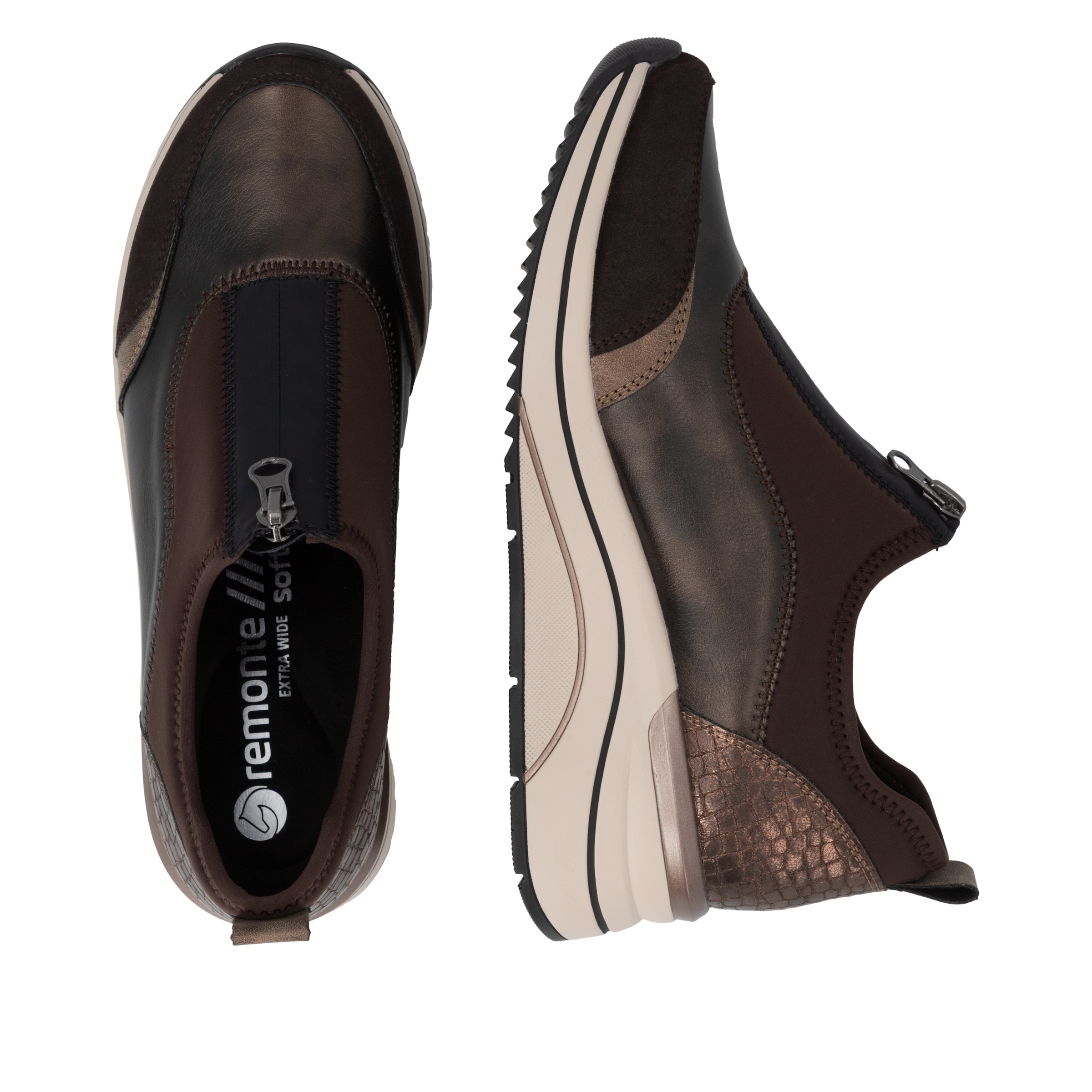 Remonte Slip-On Sneaker  Freizeitschuh, Halbschuh, Schlupfschuh mit Front-Reißverschluss