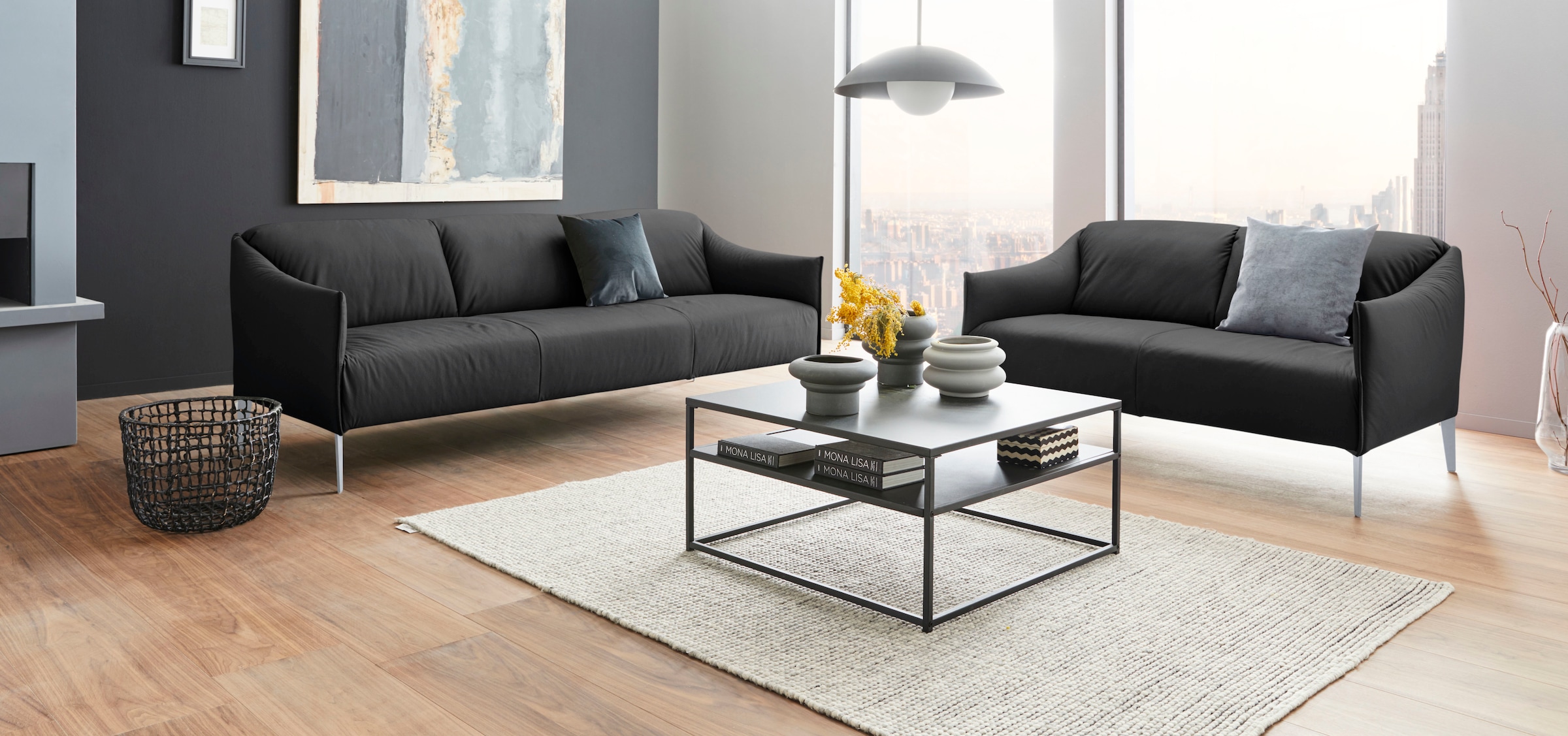 W.SCHILLIG 3-Sitzer »sally« mit Metall-Winkelfüßen in Silber matt, Breite 224 cm