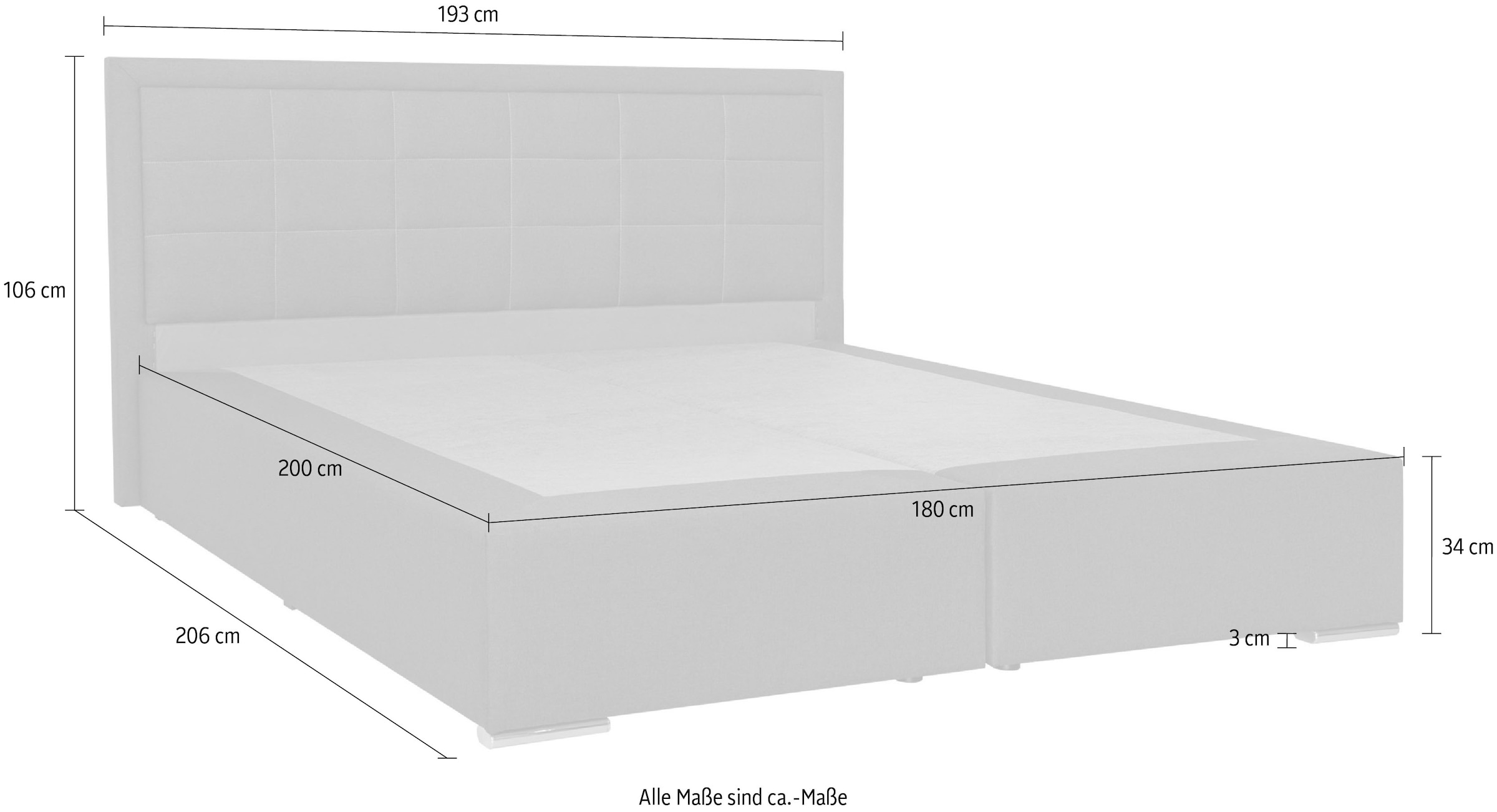 Boxbett Athena, wahlweise mit Bettkasten inkl. Topper bei Ausführung mit Matzratze, in Härtgraden H2, H3, H4