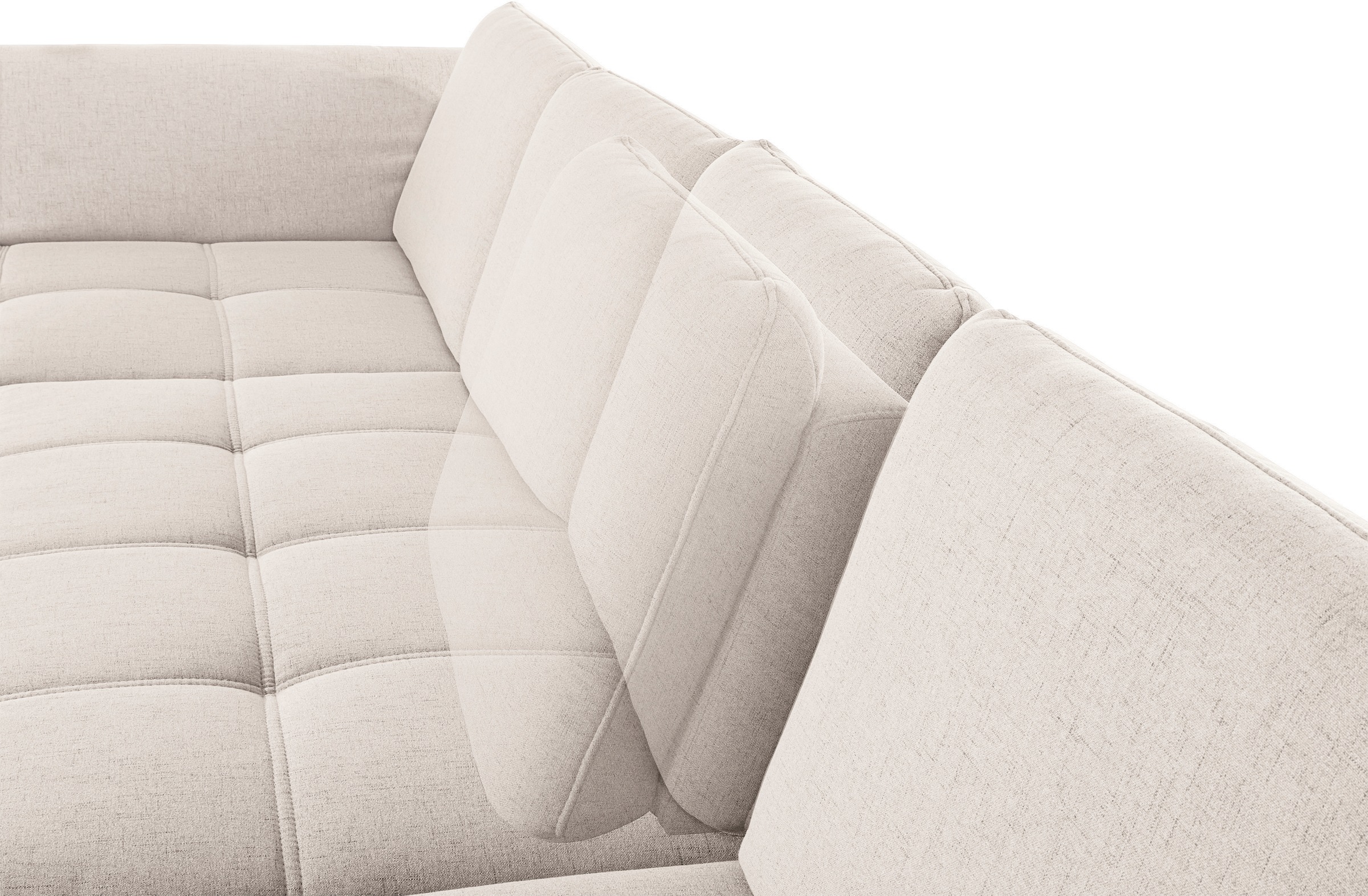 Places of Style Wohnlandschaft »Costello U-Form, mit Sitztiefenverstellung, Armteilverstellung und«, 3 Nierenkissen, optional Bettfunktion und Bettkasten