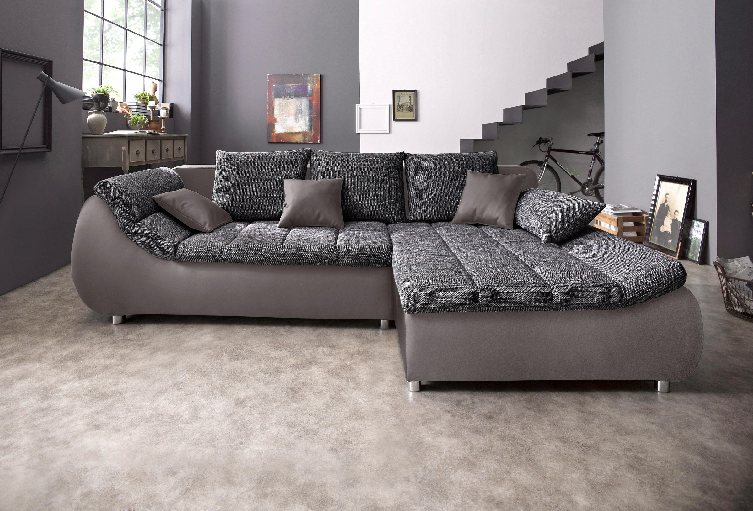 Home affaire Ecksofa »Imola, bequem, aktuelle Steppung im Sitz, L-Form, Bre günstig online kaufen