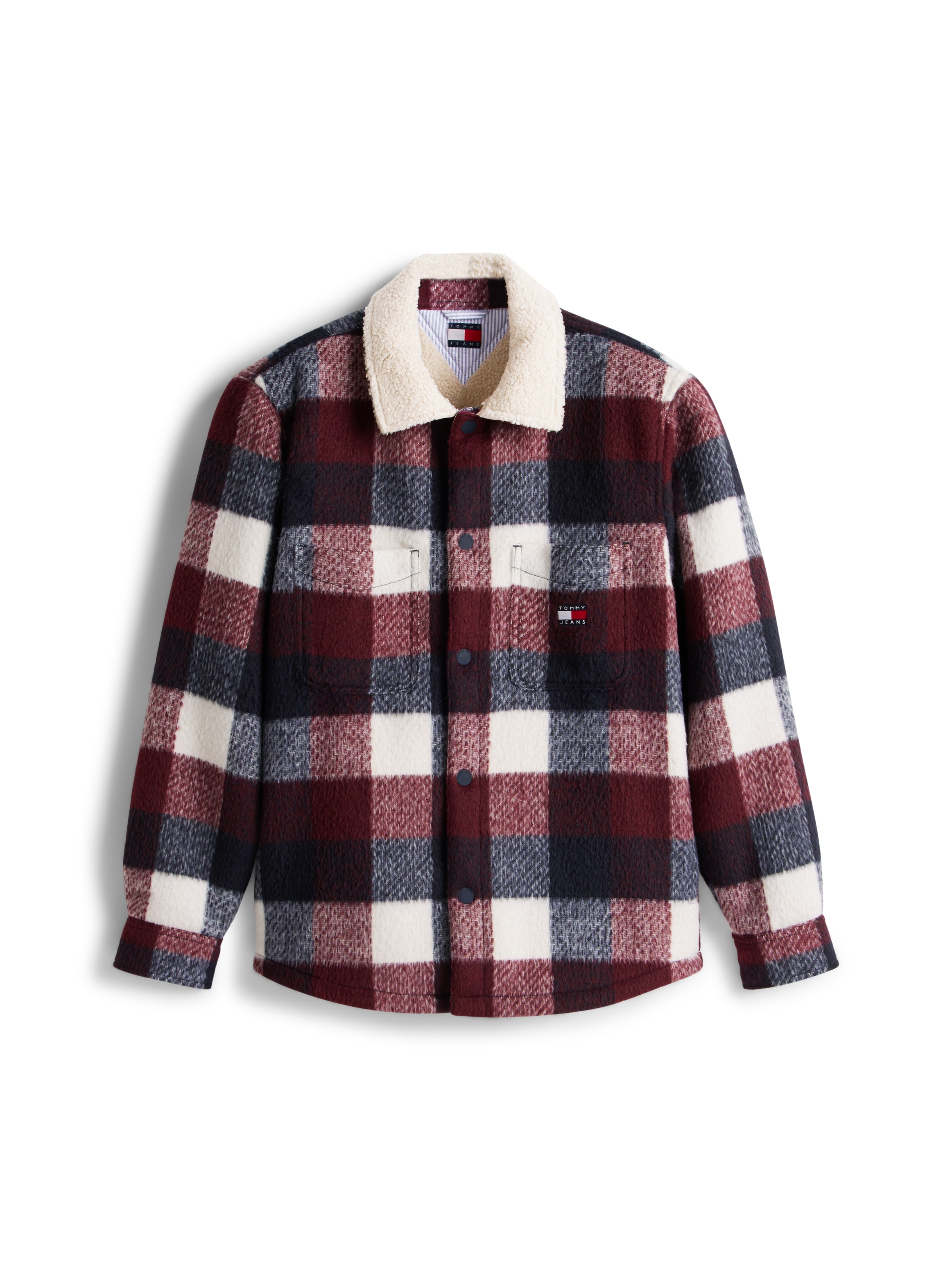 Tommy Jeans Karohemd »CHECK TEDDY OVERSHIRT«, Regular fit mit Rundhalsausschnitt
