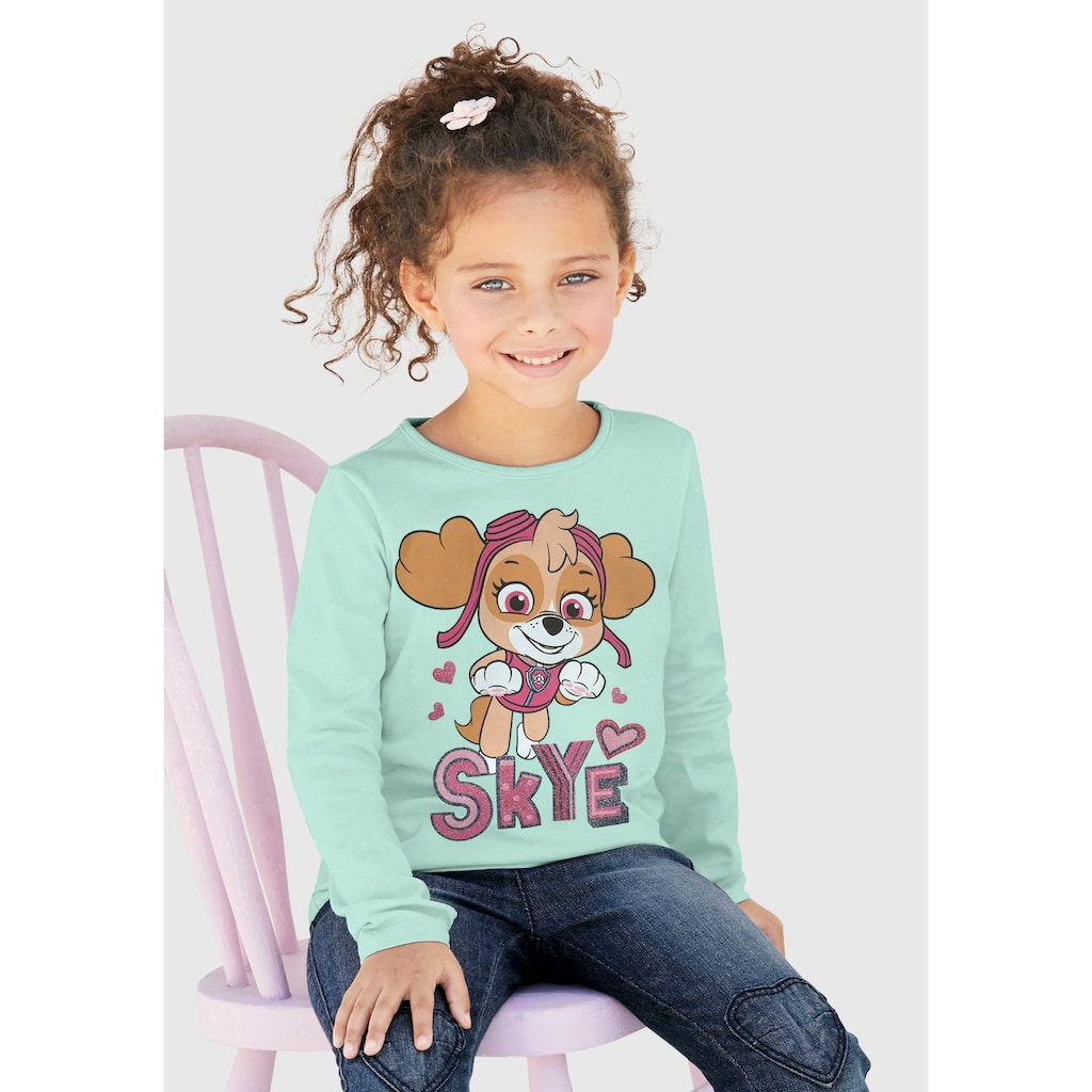 PAW PATROL Langarmshirt, Druck mit Glitzerdetails