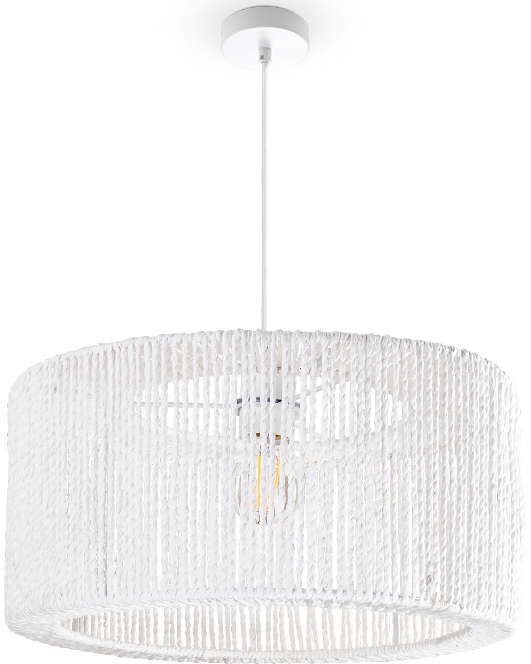 Paco Home Pendelleuchte »Hugo Reyna«, Leuchtmittel E27 | ohne Leuchtmittel, Wohnzimmer Rattan Optik Esszimmer Boho Lampenschirm Papier Groß