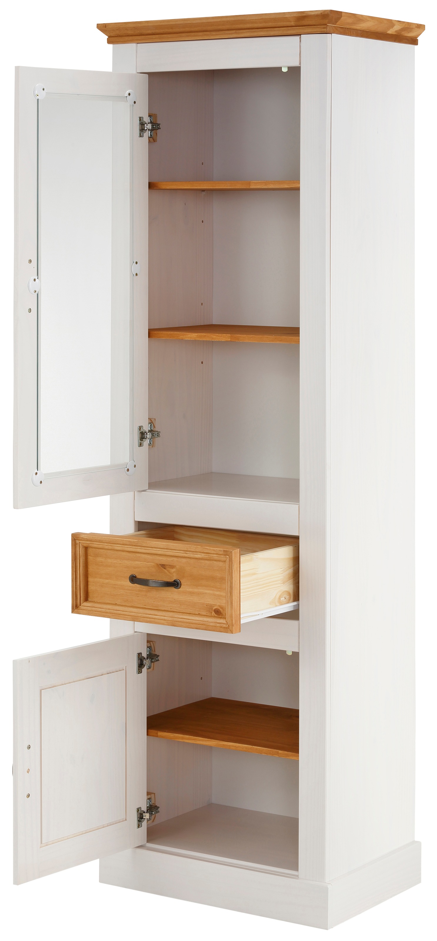 Home affaire Wohnwand »Selma«, (Set, 3 St.), 2 Vitrinen und 1 Lowboard, aus massivem Kiefernholz