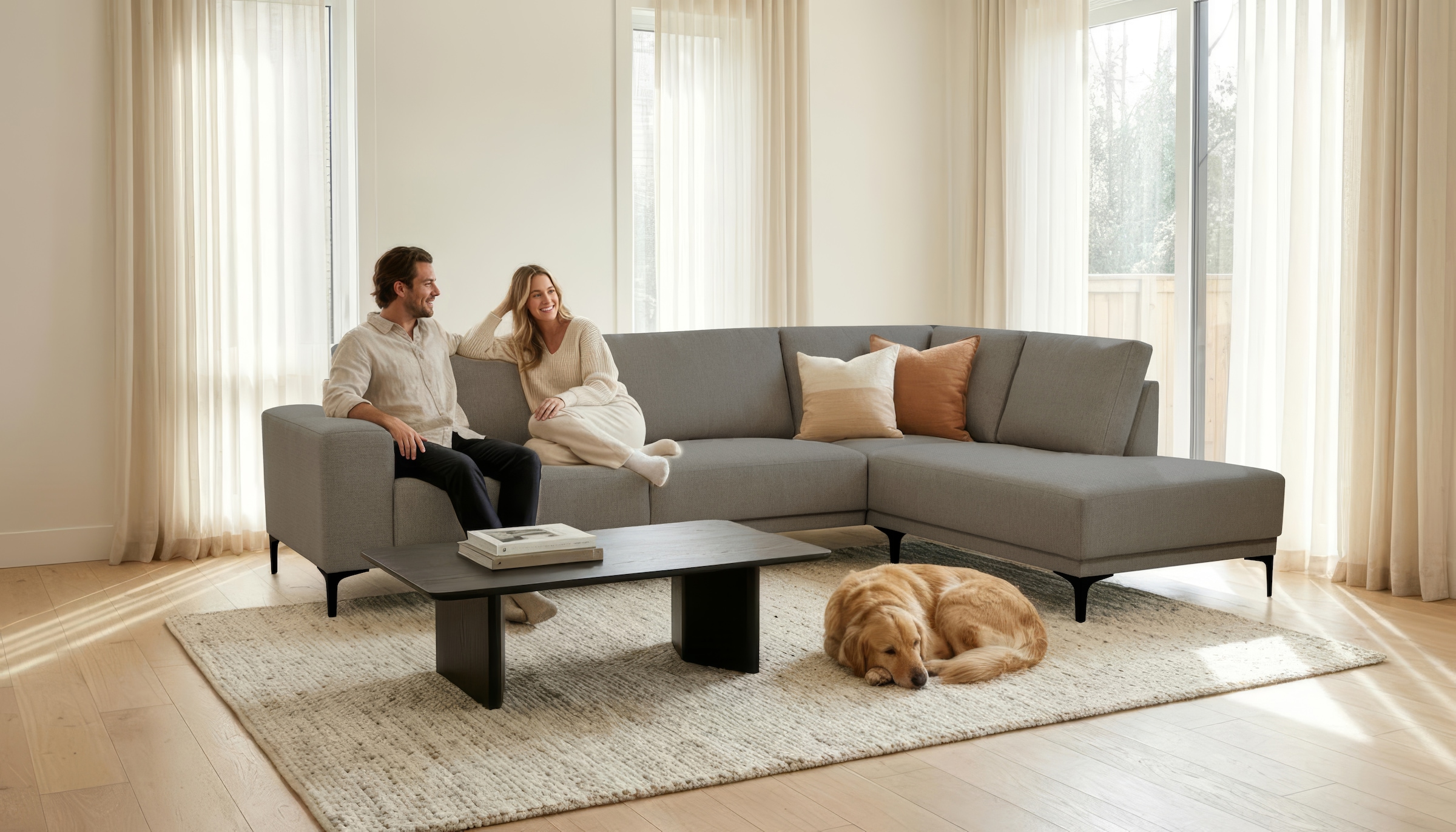 OTTO home Ecksofa »Xander, L-Form« Breite 289 cm, Webstoff, Soft-Touch Chenille, schwarze Metallfüße