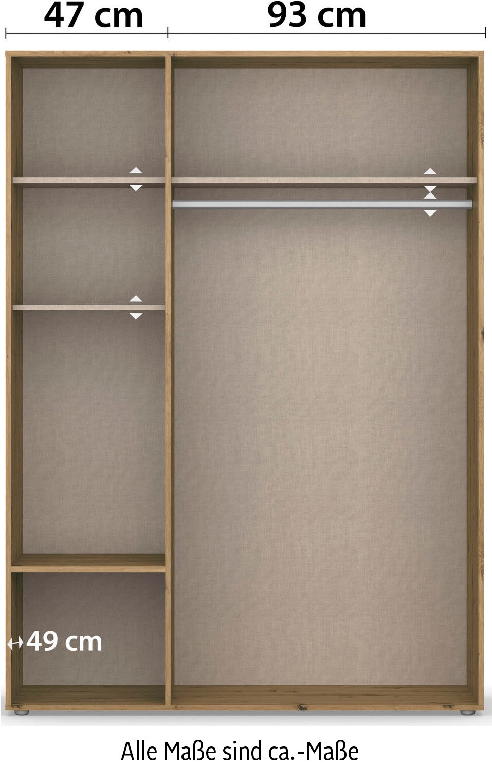 rauch Drehtürenschrank »Kleiderschrank Schrank Garderobe Wäscheschrank VOYAGER«, (in 3 verschiedenen Ausstattungen BASIC/CLASSIC/PREMIUM), moderne Griffe in Graumetallic mit Außenschubkästen MADE IN GERMANY
