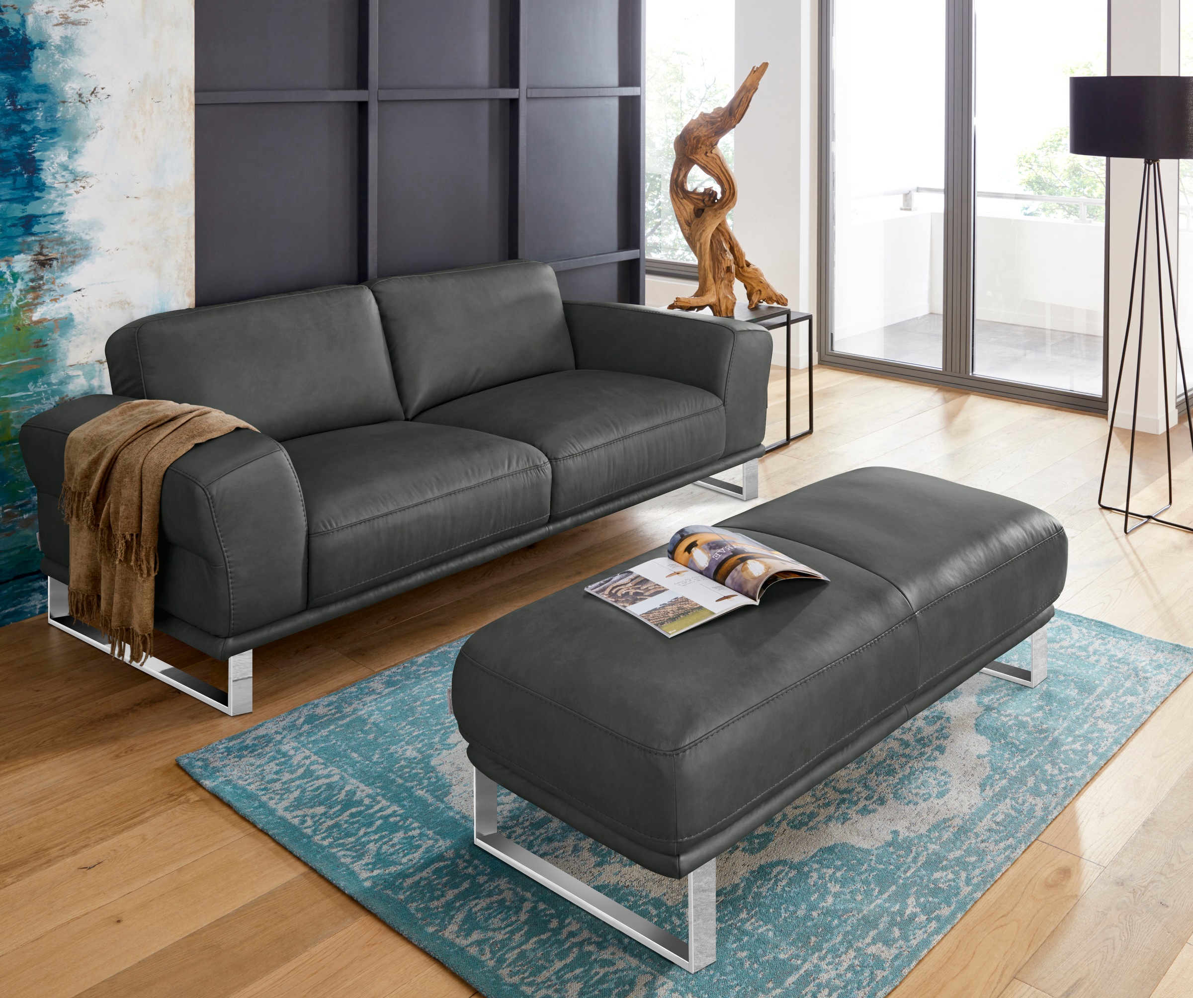 W.SCHILLIG 2,5-Sitzer »montanaa«, mit Metallkufen in Chrom glänzend, Breite 212 cm