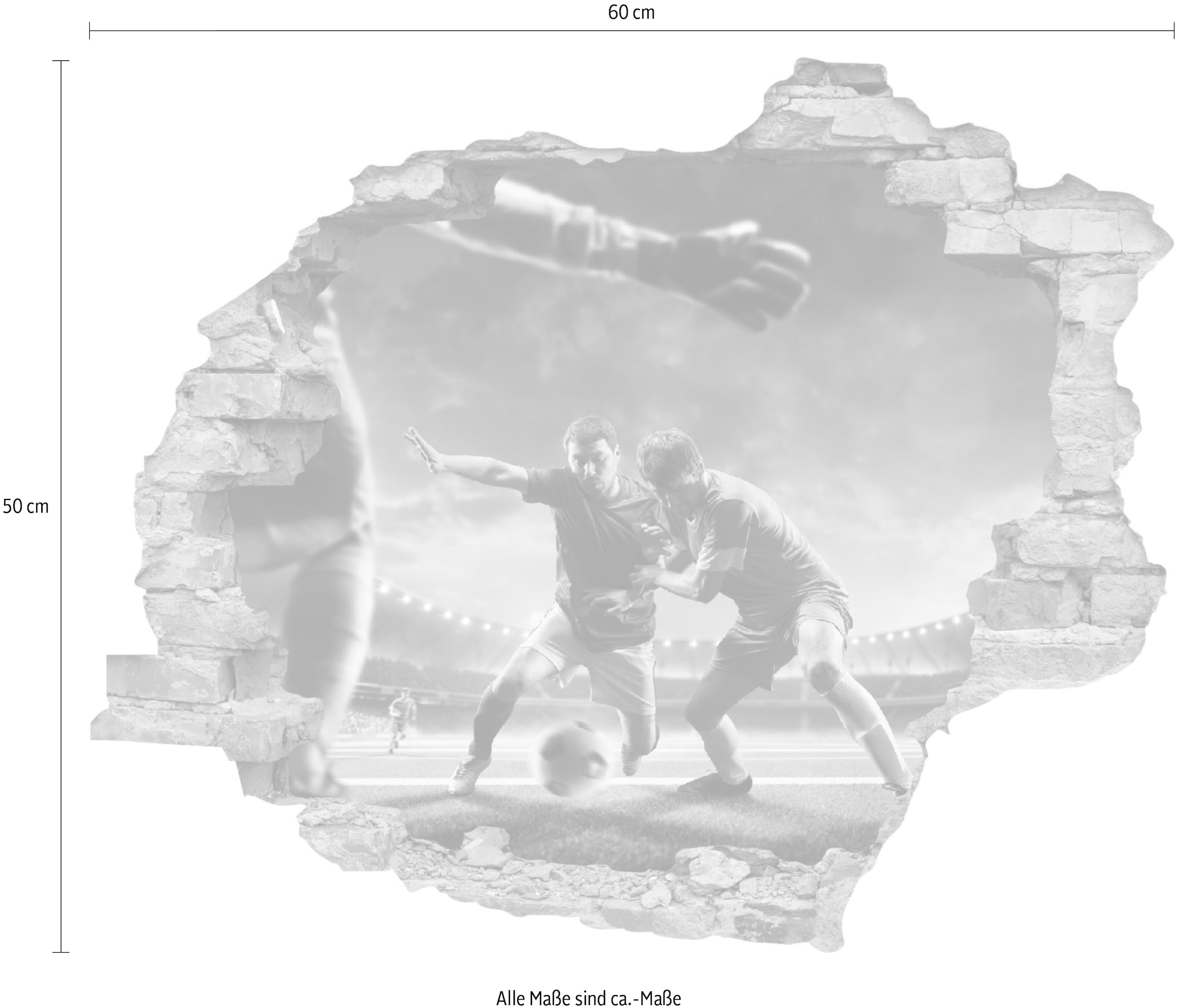 queence Wandtattoo »Fußball Zweikampf«, (1 St.), Wandsticker, Wandbild, selbstklebend, 3D, Wanddurchbruch