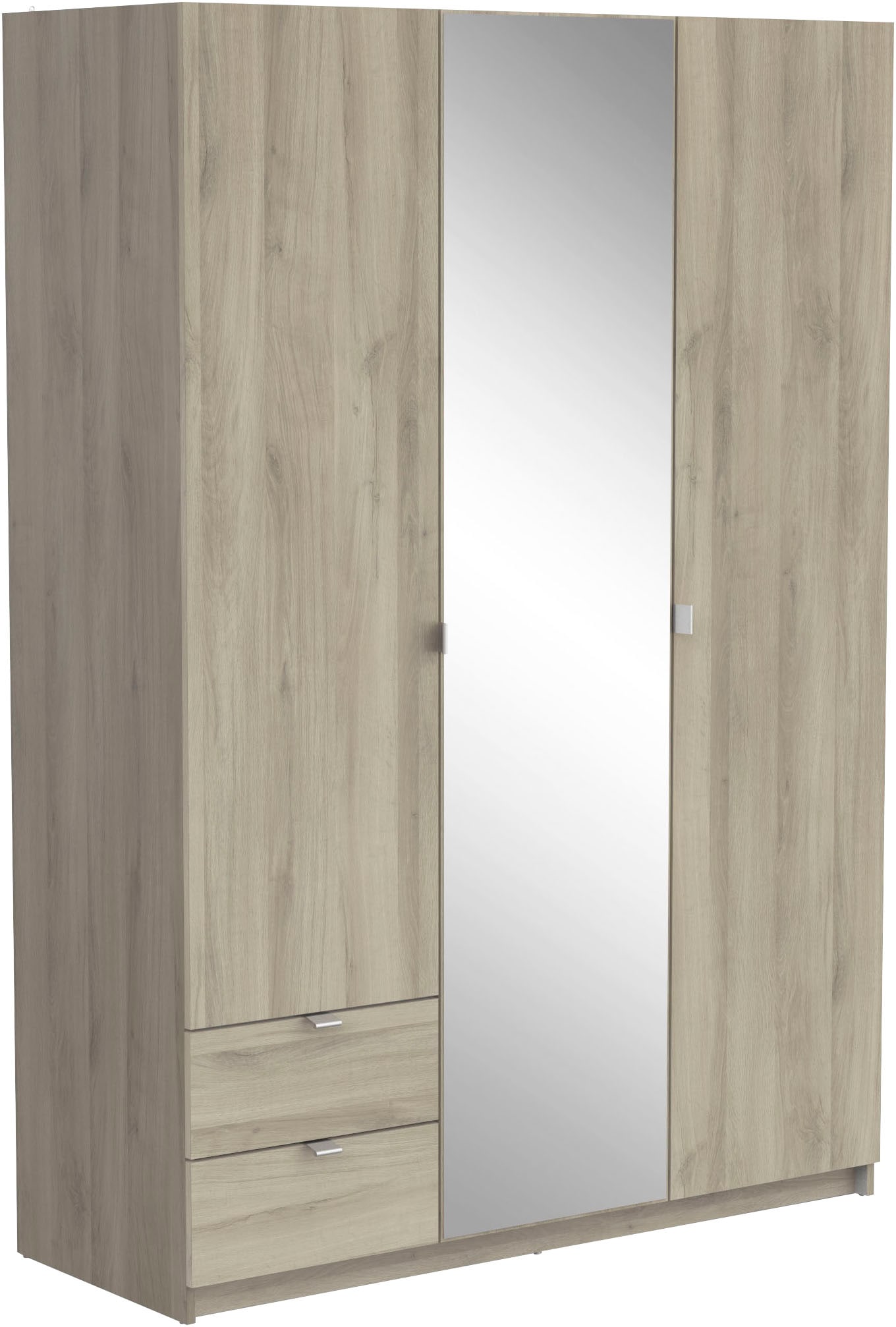 Demeyere GROUP Kleiderschrank »Mellie, mit Spiegel und 2 Schubladen, 3 Regale, 2 Kleiderstangen«, (H/B/ T ca. 191/134/52cm), maximaler Stauraum, Made in France
