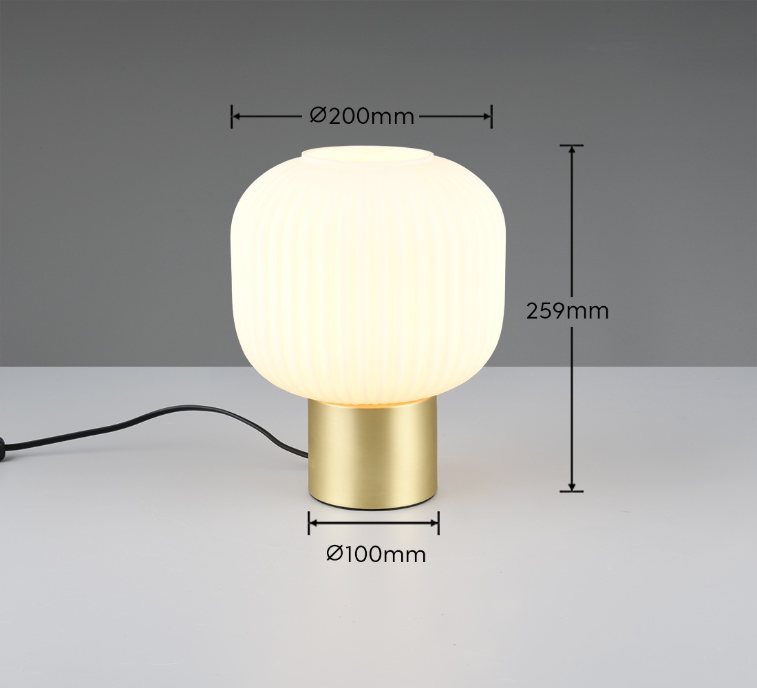 TRIO Leuchten Schreibtischlampe »DIVA, E27 Tischleuchte mit Glasschirm Ø 20cm, exkl 1xE27 max 40W«, 1 flammig, Leuchtmittel E27 | Leuchtmittel wechselbar, Schnurschalter 150cm Kabel Höhe 26cm Nachttischlampe Kommode Sideboard