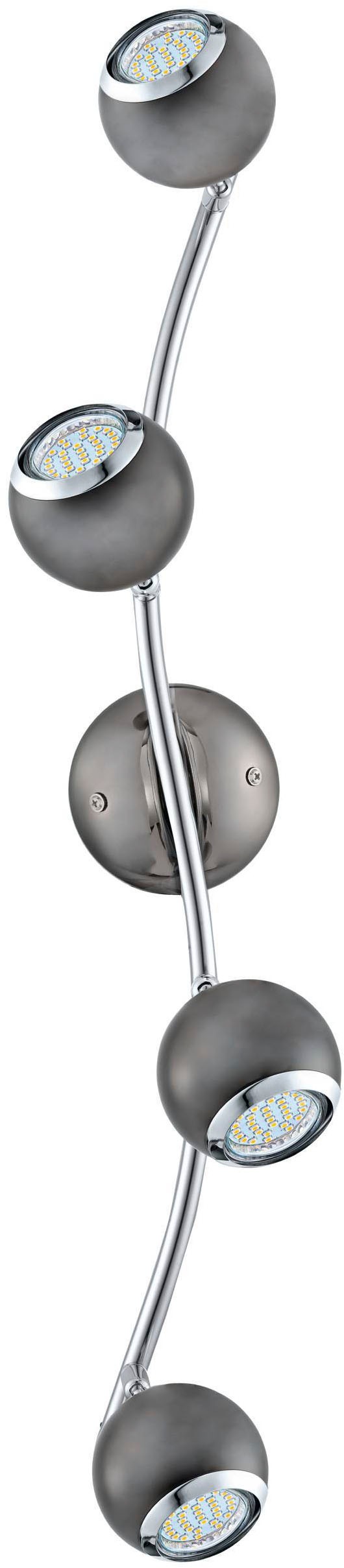 EGLO Deckenleuchte »Bimeda Deckenlampe, Flurlampe, Deckenstrahler aus Metall, GU10, Lampe« GU10 1 Stk. Warmweiß Spot - L64 x B10 cm - nickel-nero, chrom - 4X2,8W inkl.