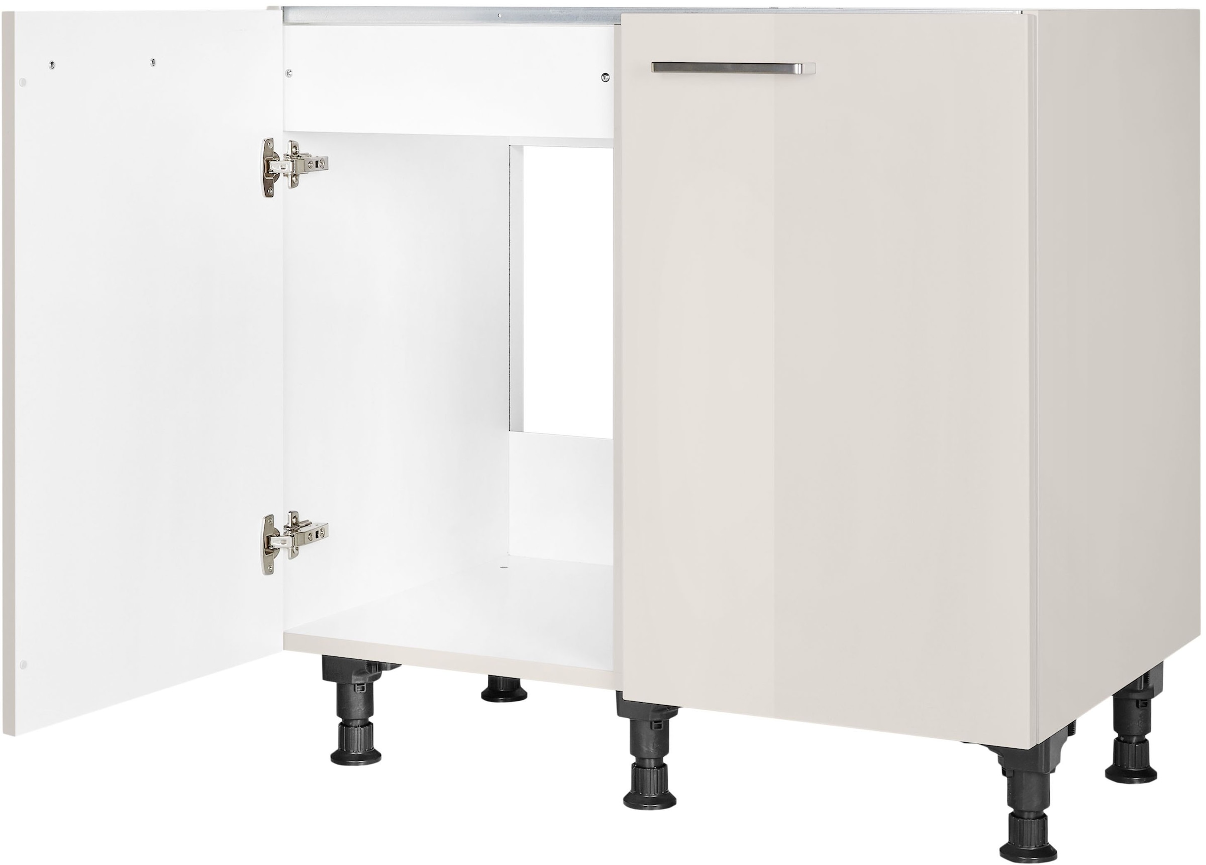 nobilia® Spülenschrank »"Flash", vormontiert, mit höhenverstellbaren Sockelfüßen,« Breite 90 cm