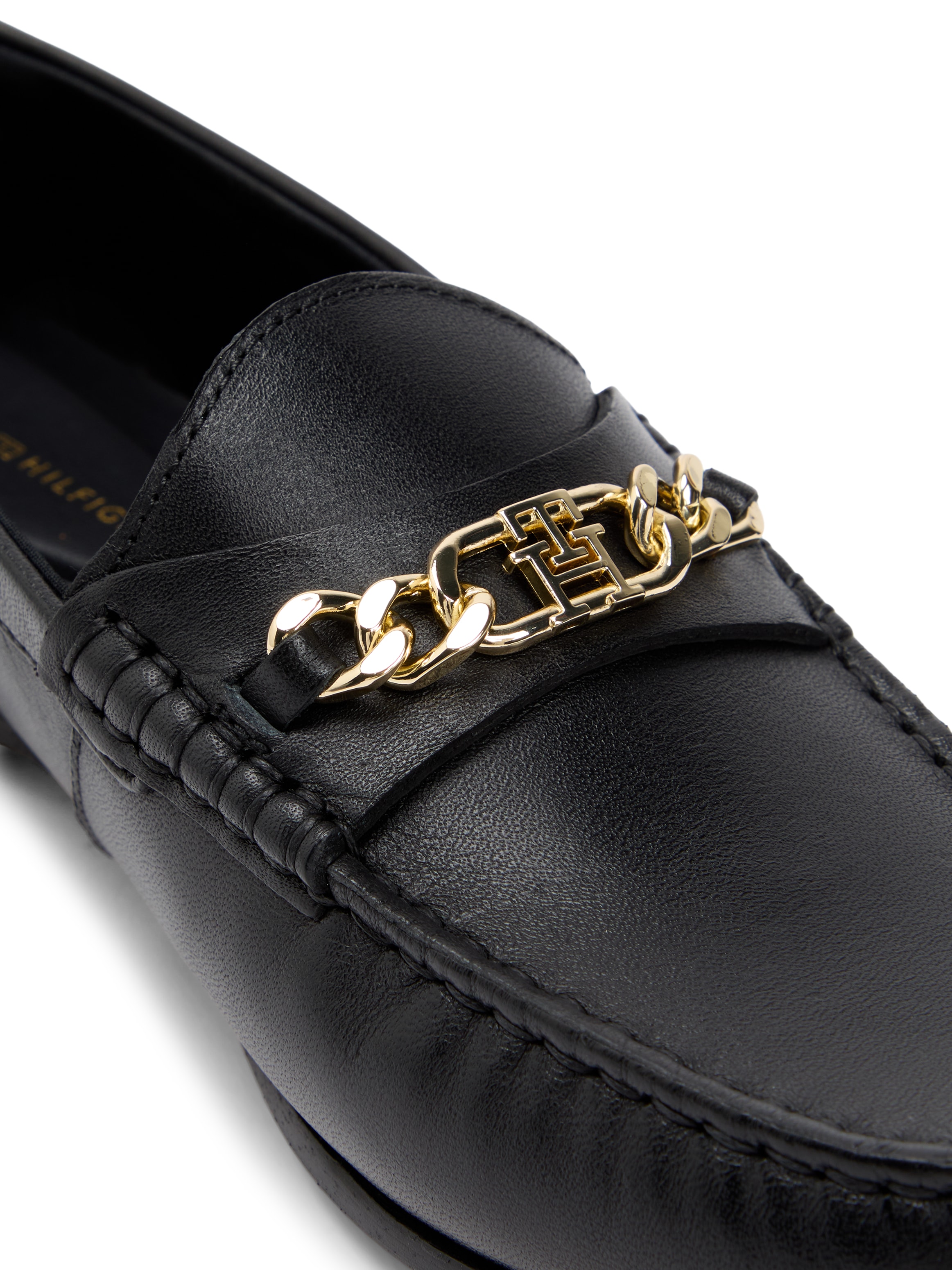Tommy Hilfiger Loafer »TH CHAIN LEATHER LOAFER«  Businesschuh, Slipper, Schlupfschuh mit goldfarbener Zierkette