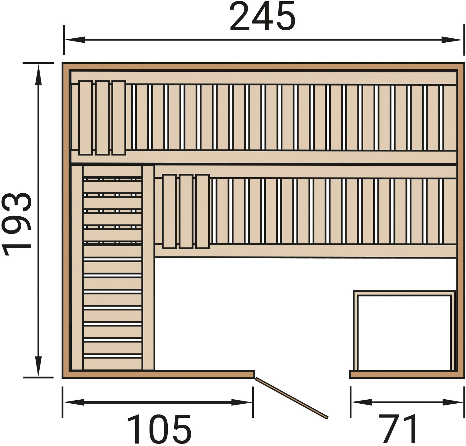 weka Sauna »Design-Sauna KEMI 5« Blockbohlen, moderne Ganzglastür