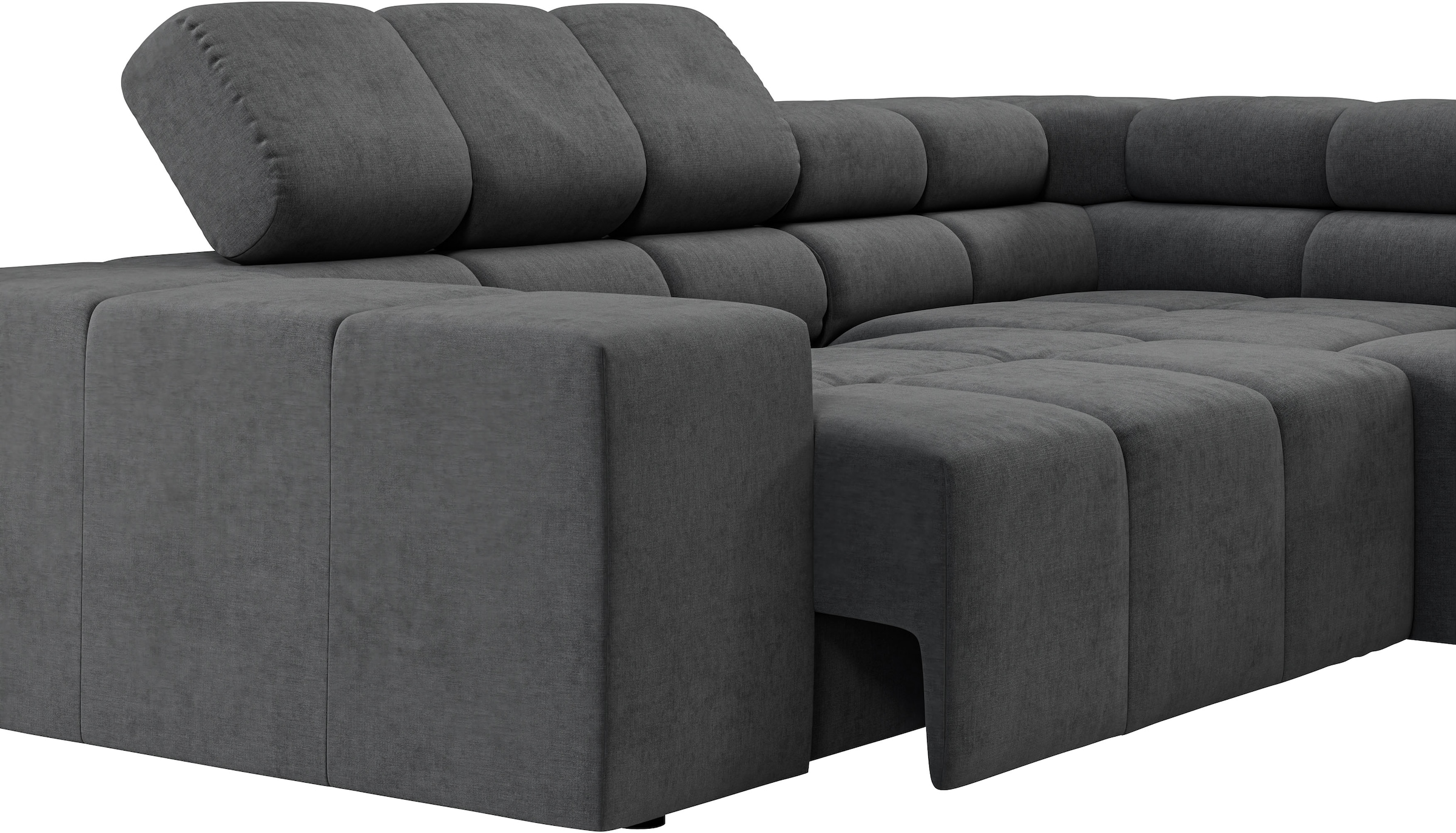 INOSIGN Ecksofa »Ancona, incl. Kopfteilverstellung + 3 Zierkissen, L-Form, bequem«, wahlweise motorische Sitztiefenverstellung, B/T(H: 249/215/70 cm