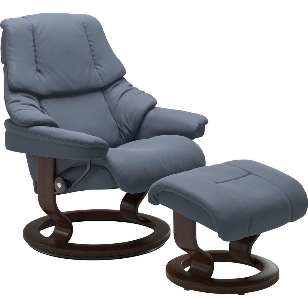 Stressless® Relaxsessel »Reno«, (Set, Relaxsessel mit Hocker), mit Hocker, mit Classic Base, Größe S, M & L, Gestell Braun