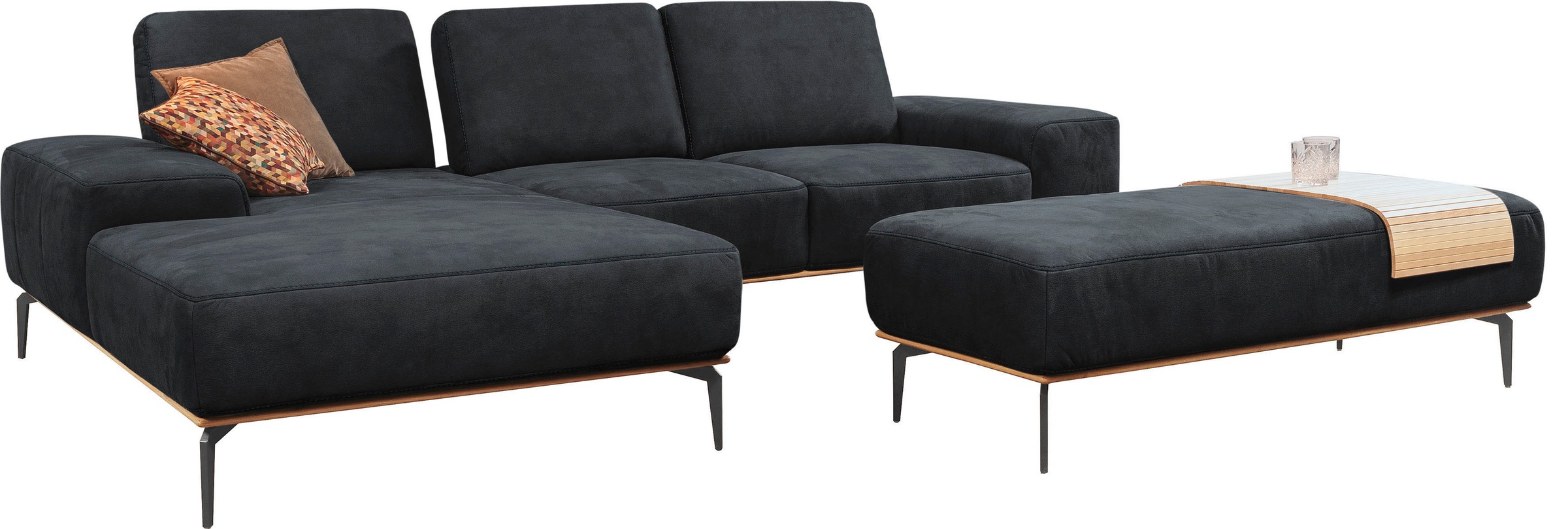 W.SCHILLIG Ecksofa »run, Designsofa mit tollem Sitzkomfort, bequem, L-Form«, mit Holzsockel, Füße in Schwarz pulverbeschichtet, Breite 279 cm