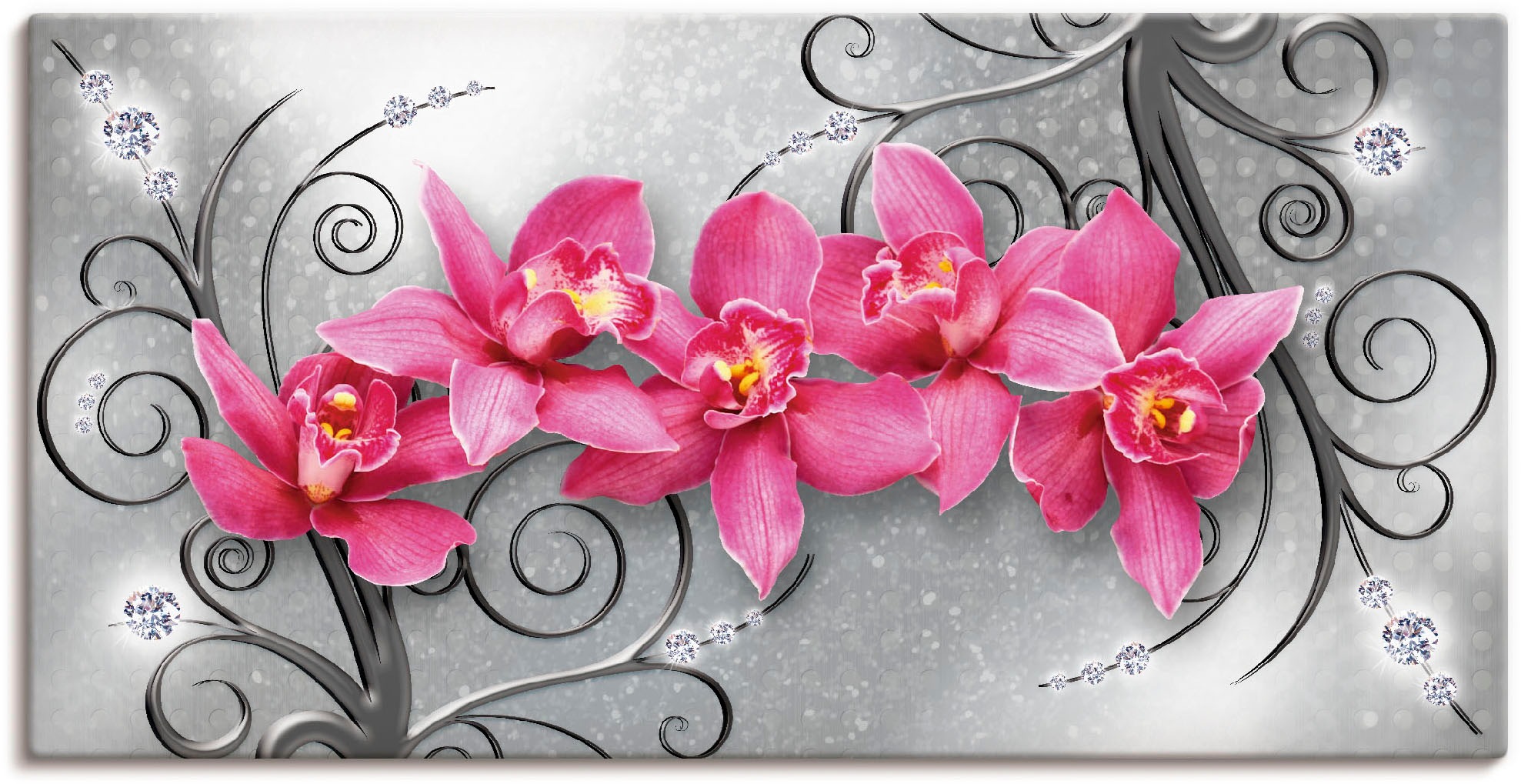 Artland Wandbild »rosa Orchideen auf Ornamenten« Blumenbilder 1 Stk. tlg. a günstig online kaufen