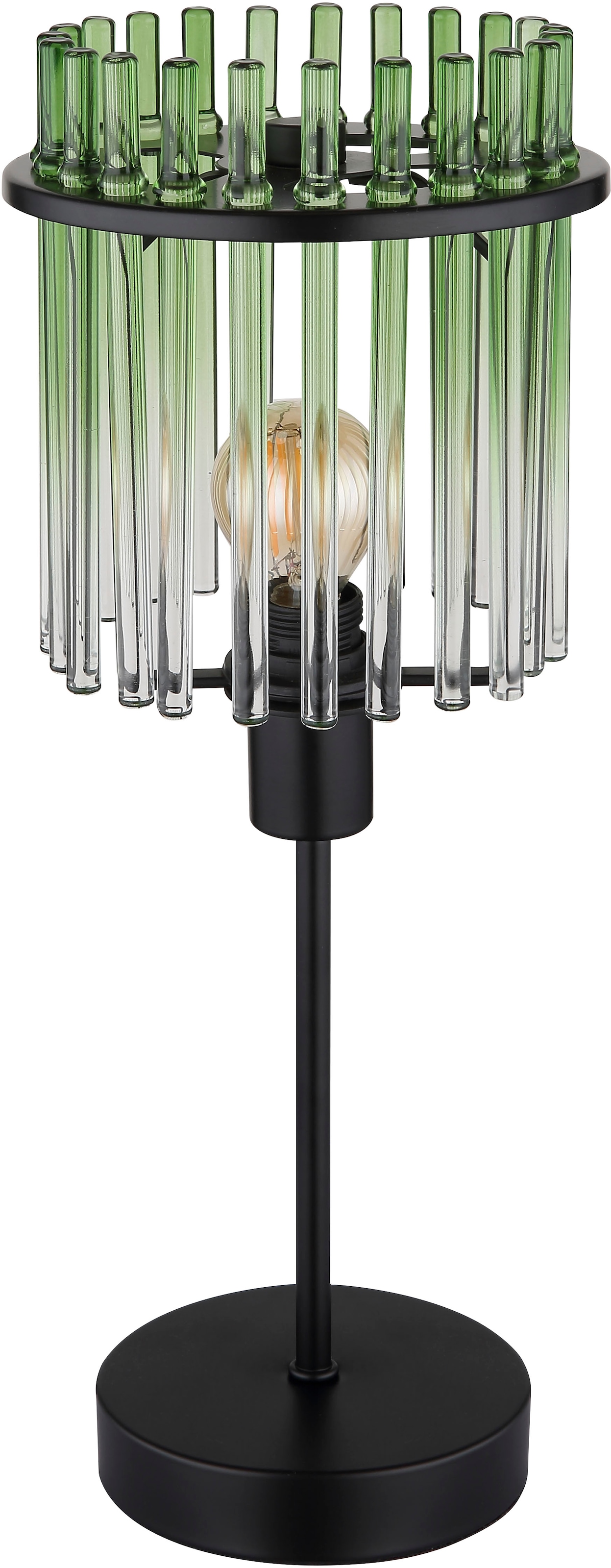 GLOBO LIGHTING Tischleuchte »GORLEY« E14 1 Stk. Tischlampe schwarz Glasstäbe grün klar verlaufend elegant