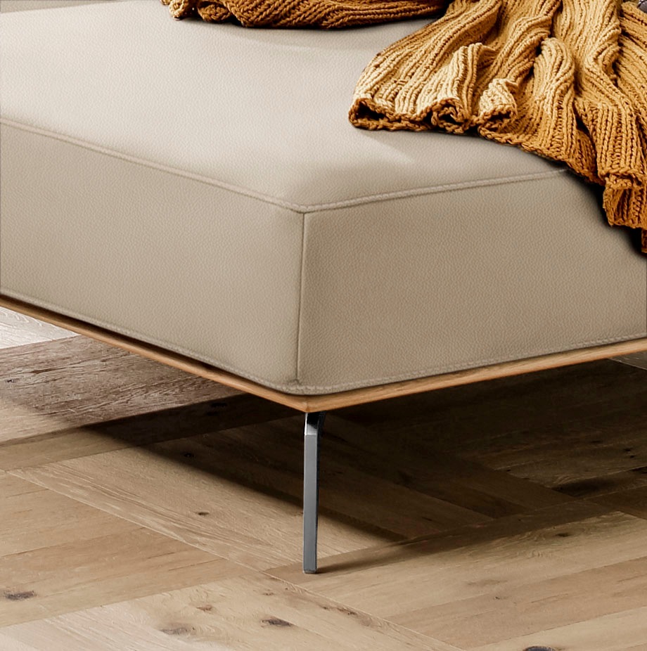 W.SCHILLIG Ecksofa »run, Designsofa mit tollem Sitzkomfort, L-Form«, mit elegantem Holzsockel, Füße in Chrom glänzend, Breite 279 cm