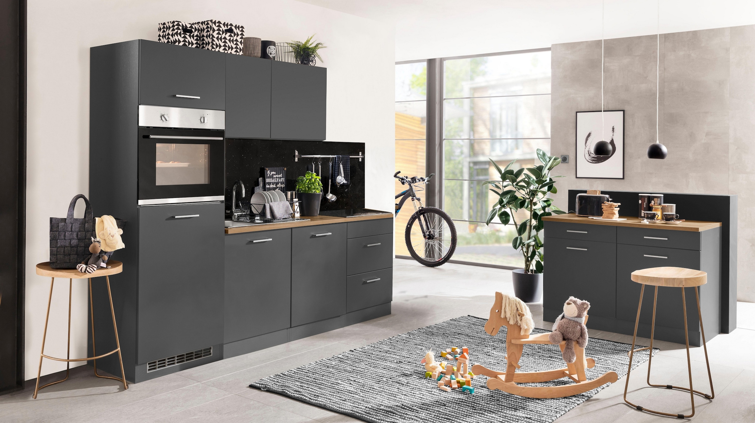 KOCHSTATION Küchenzeile »KS-Kehl«, ohne E-Geräte, Breite 240 cm, für Kühlschrank und Geschirrspüler