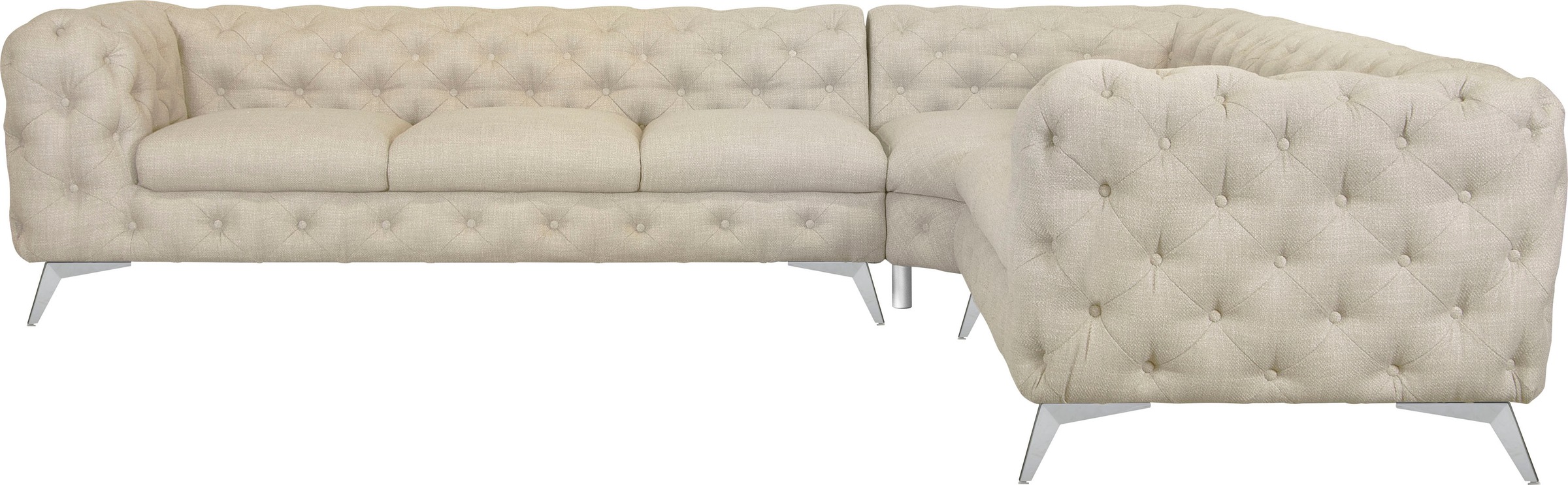 Leonique Chesterfield-Sofa »Ecksofa GLYNIS L-Form mit Wellenunterfederung, günstig online kaufen