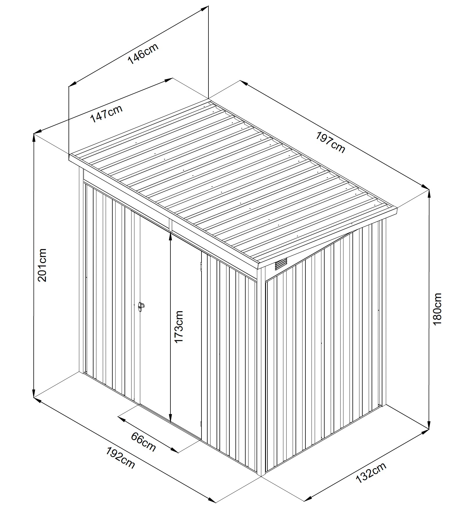 GARDEN 'N' MORE Gerätehaus »Pultdachhaus Basic plus« einfacher Aufbau, Oberlicht, Langlebig, abschließbar