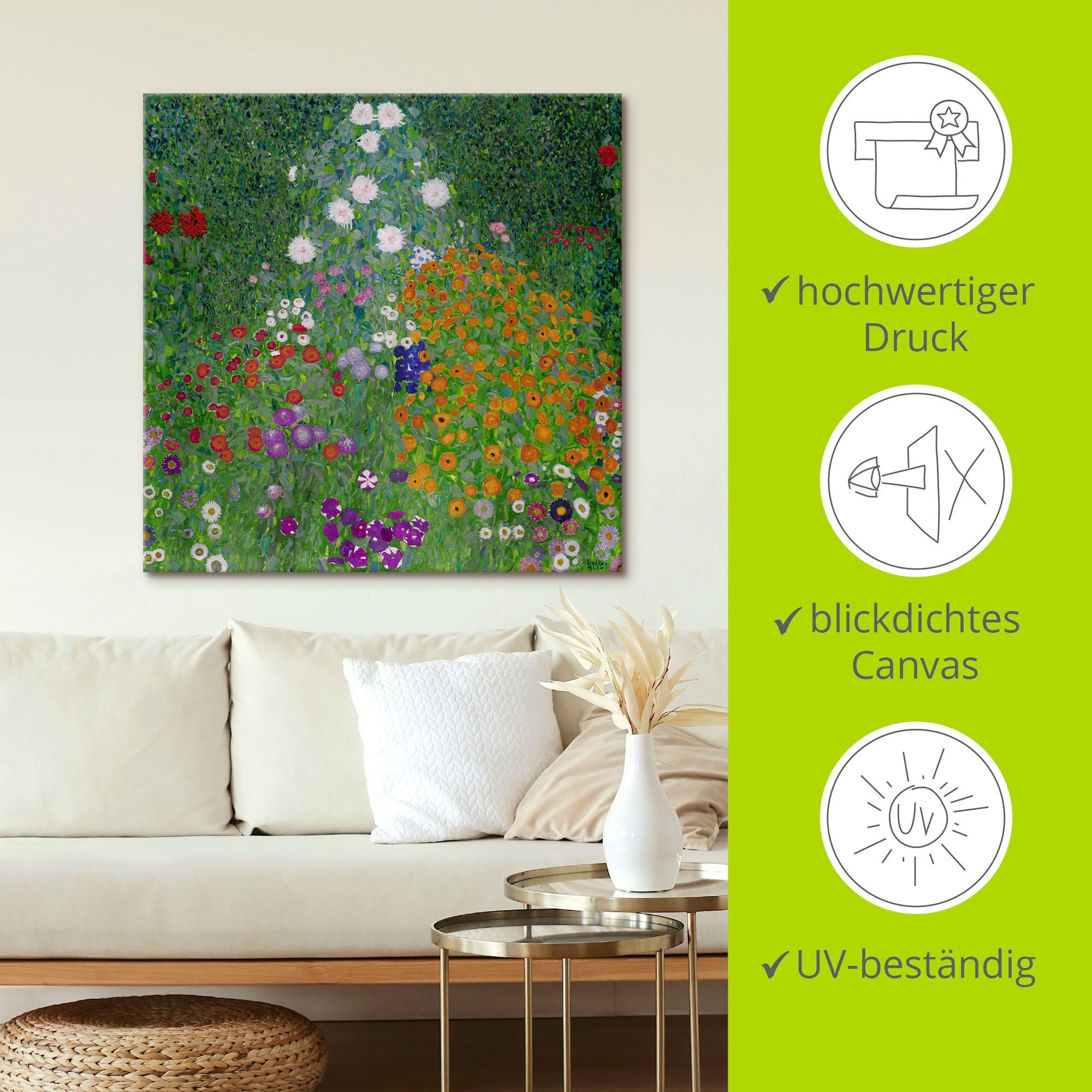Artland Leinwandbild »Bauerngarten. 1905-07«, Blumenwiese, (1 St.), auf Keilrahmen gespannt