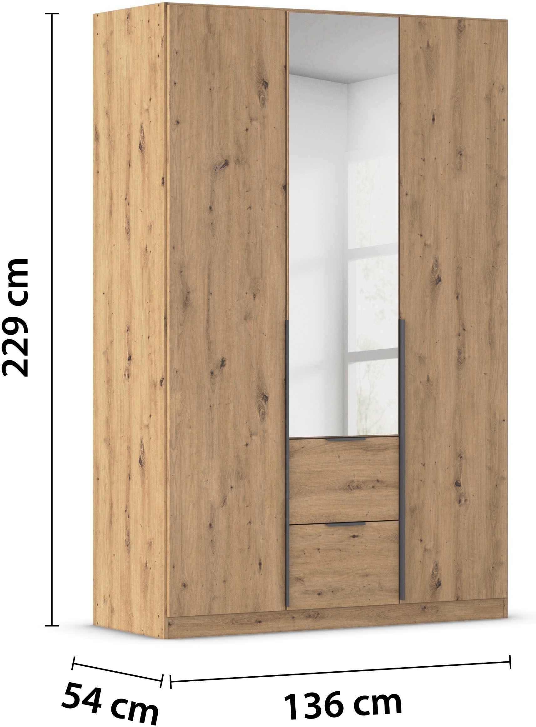 rauch Drehtürenschrank »Kleiderschrank Schrank Garderobe AGORDO mit Dekor- oder Hochglanzfront«, (in zwei Griff-Farben mit Dekor- oder Hochglanzfront), mit Außenschubkästen, in 6 Breiten und 2 Höhen MADE IN GERMANY