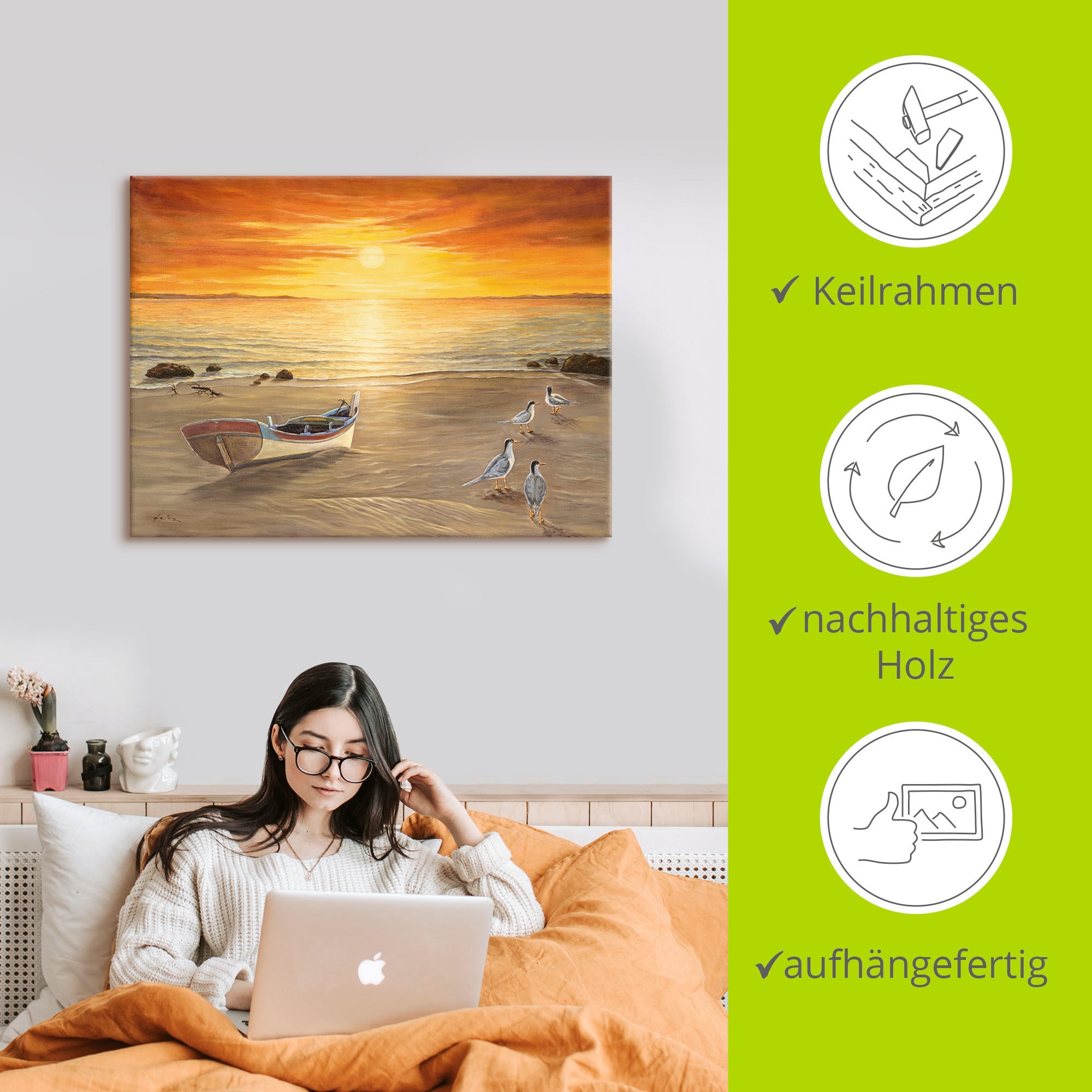 Artland Wandbild »Möwen«, Sonnenaufgang & -untergang, (1 St.), als Alubild, Outdoorbild, Leinwandbild, Poster in verschied. Größen