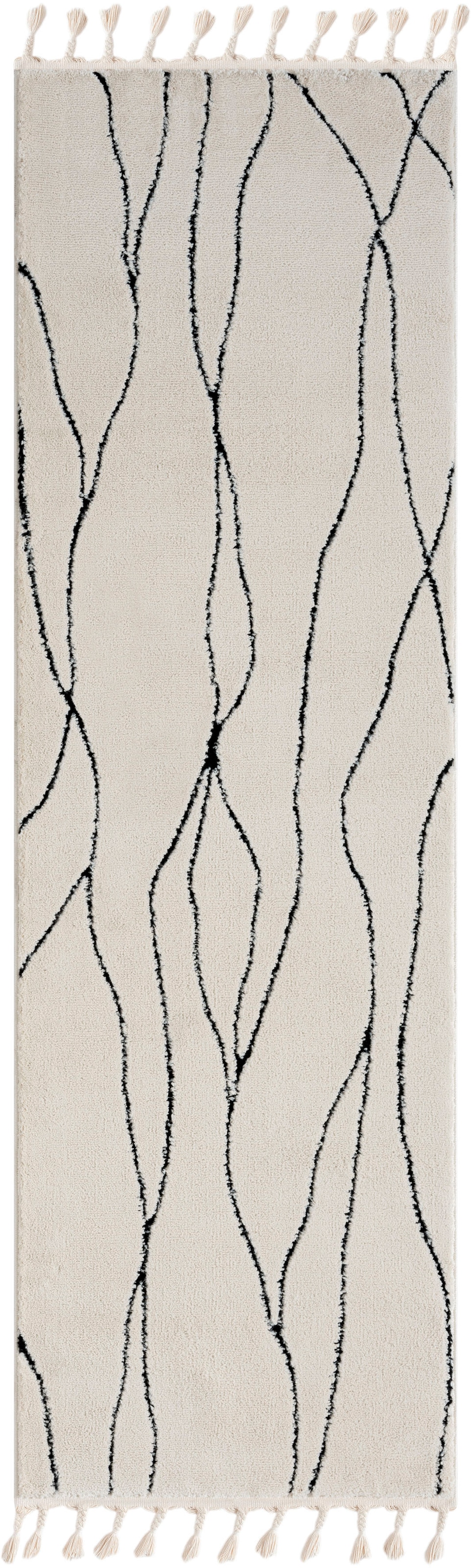 Myflair Möbel & Accessoires Hochflor-Läufer »Moroccan Handwrite«, rechteckig, 24 mm Höhe, modern, marokkanisches Design, flauschig weich, mit Fransen