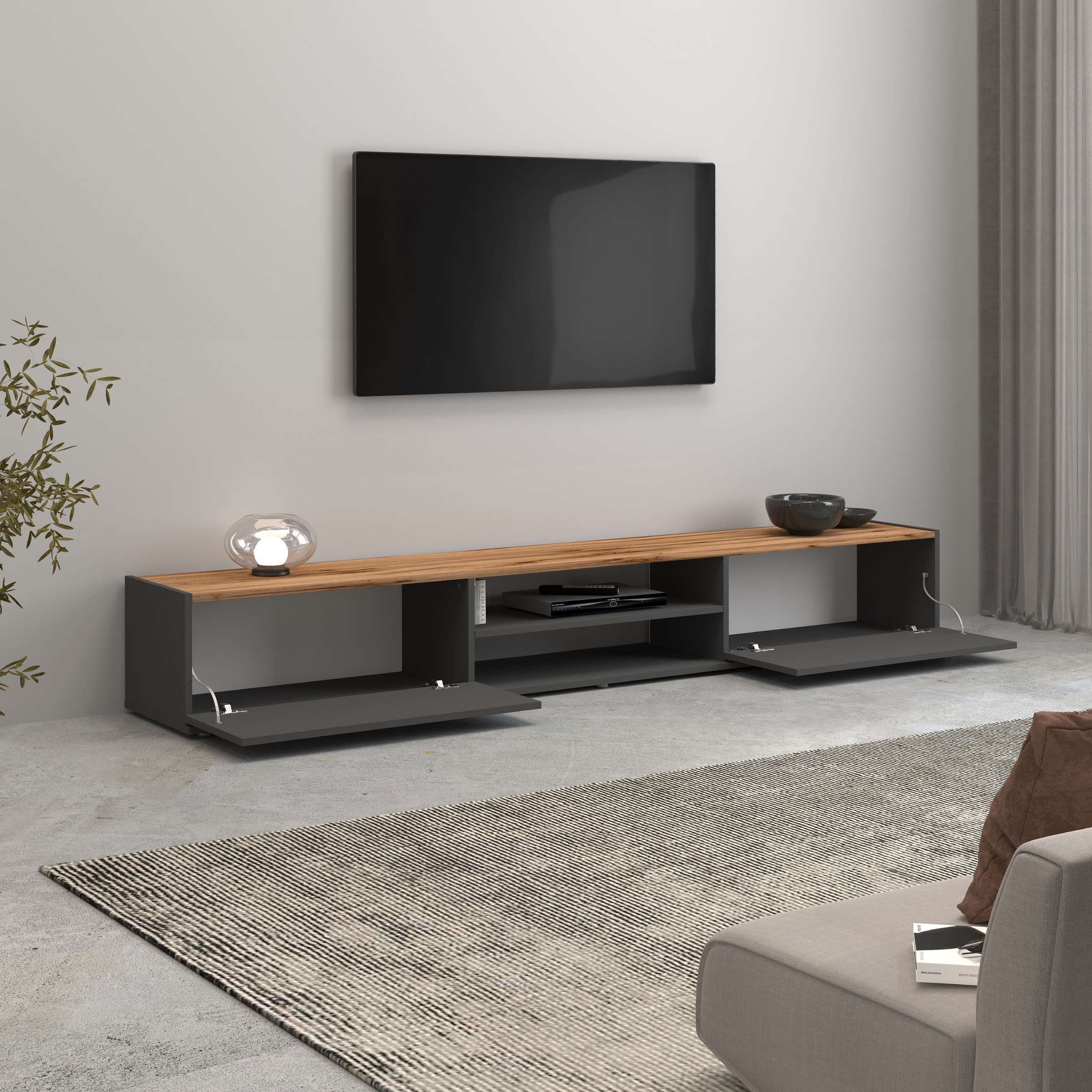 INOSIGN Lowboard »Garda,Lowboard,TV-Kommode,TV-Möbel,TV-Bank«, stehend und hängend mit 2 Klappen, 1 Einlegeboden, Breite 210 cm