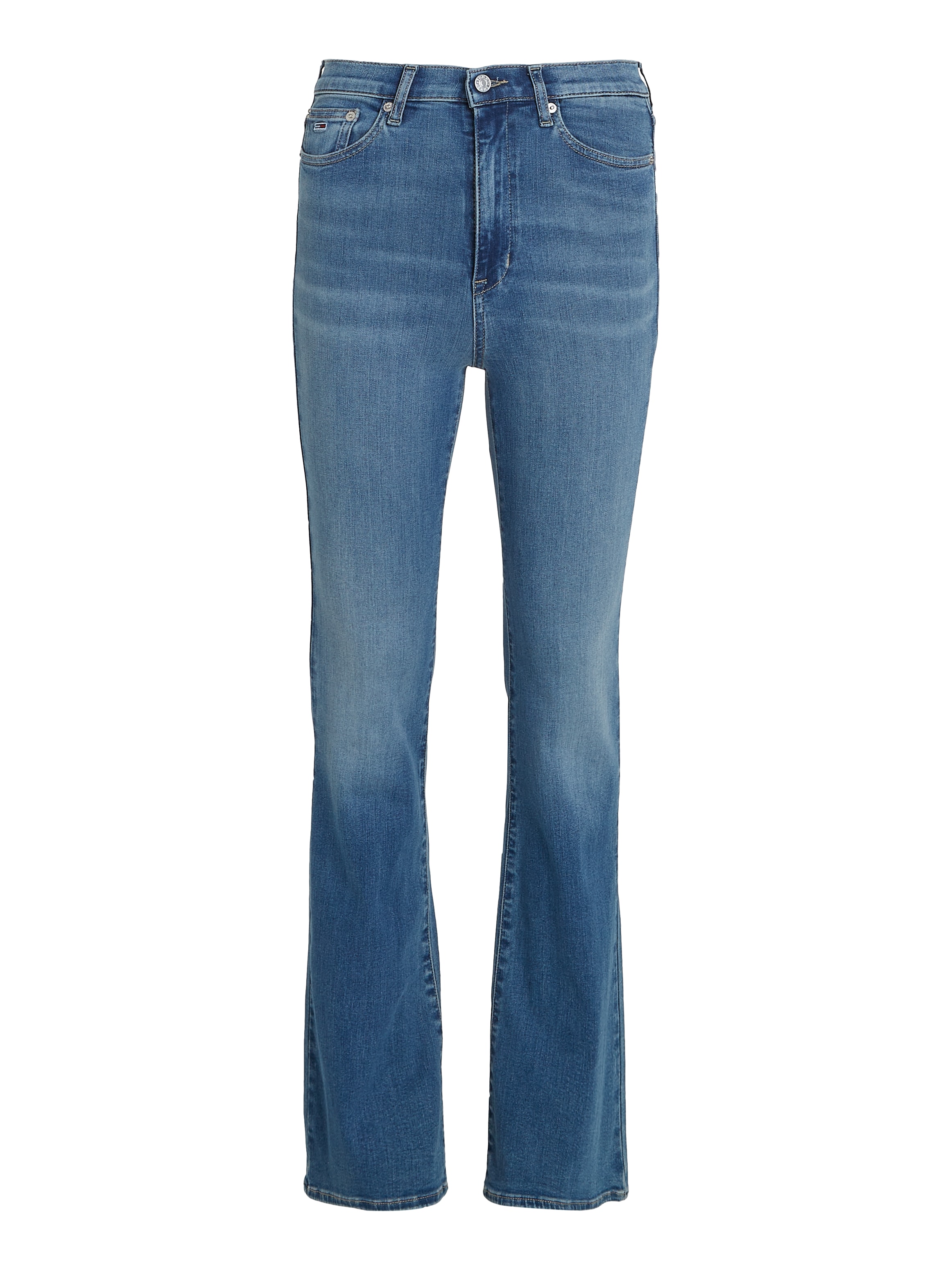 Tommy Jeans Schlagjeans »Tommy Jeans SYLVIA - High waist - Flared Denim Jeans«, mit Logostickereien und Nieten