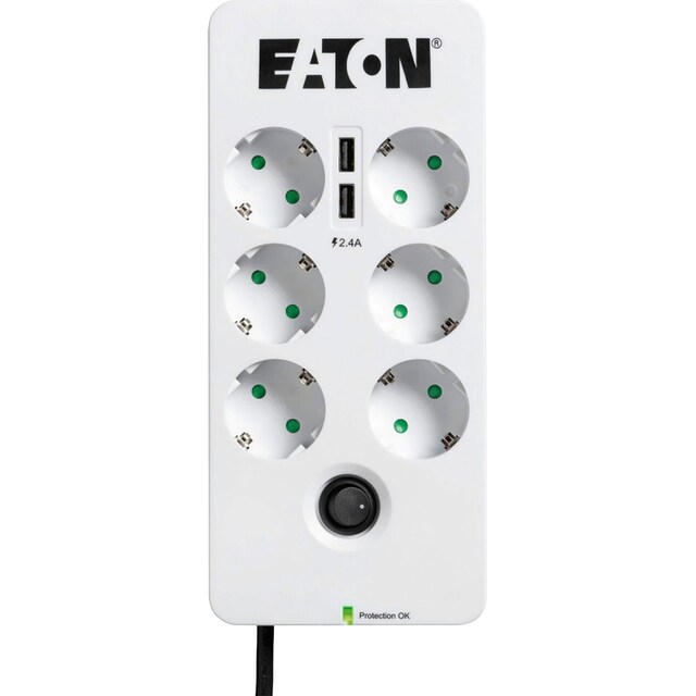 EATON Mehrfachsteckdose »Protection Box 6 Tel@ USB DIN«, 6-fach, (Ein- /  Ausschalter-LED-Statusanzeige Überspannungsschutz Kabellänge 1,5 m) auf  Raten kaufen