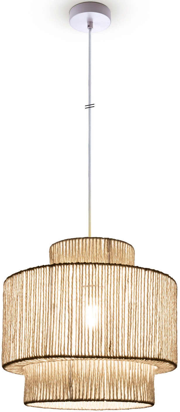 Paco Home Pendelleuchte »Hugo Lupita«, Leuchtmittel E27 | ohne Leuchtmittel, Wohnzimmer Esszimmer Rattan Optik Boho Lampenschirm Papier