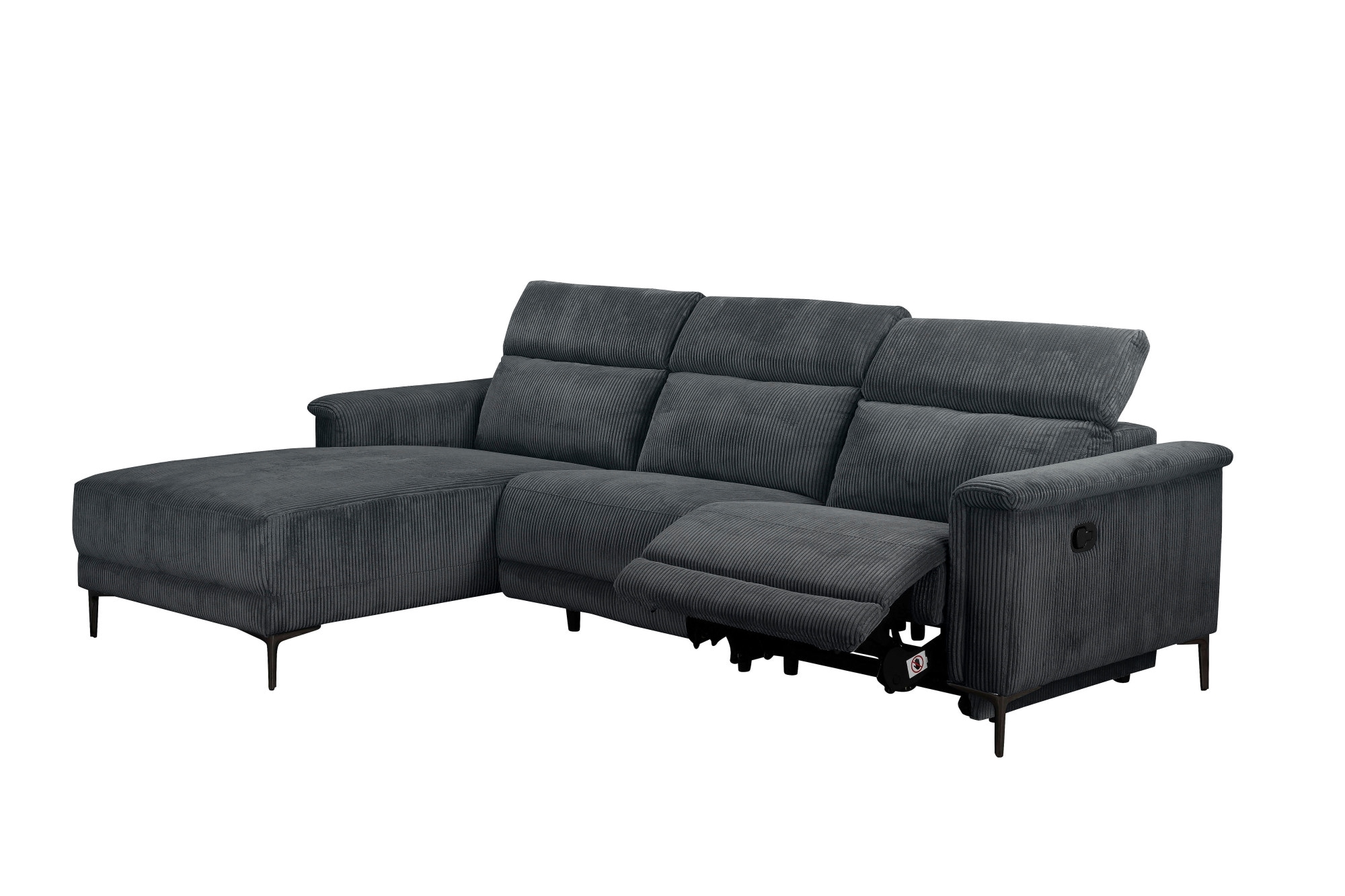 Places of Style Ecksofa »Lund in Cord, L-Form, 261 cm, manuelle und elektr. Relaxfunktion,«, USB-A und Kopfteilverstellung