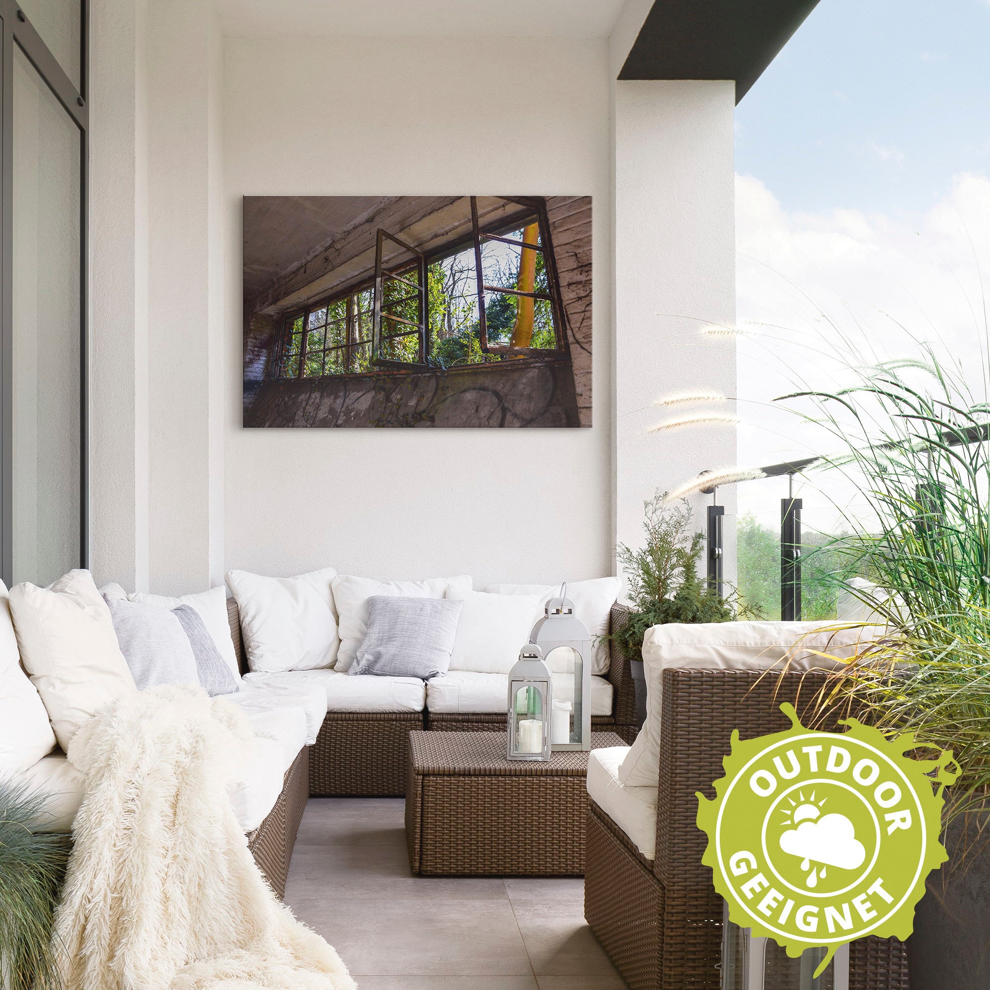 Artland Alu-Dibond-Druck »Blick ins Grüne«, Fenster & Türen, (1 St.), für Innen- und Außenbereich geeignet, Outdoorbild