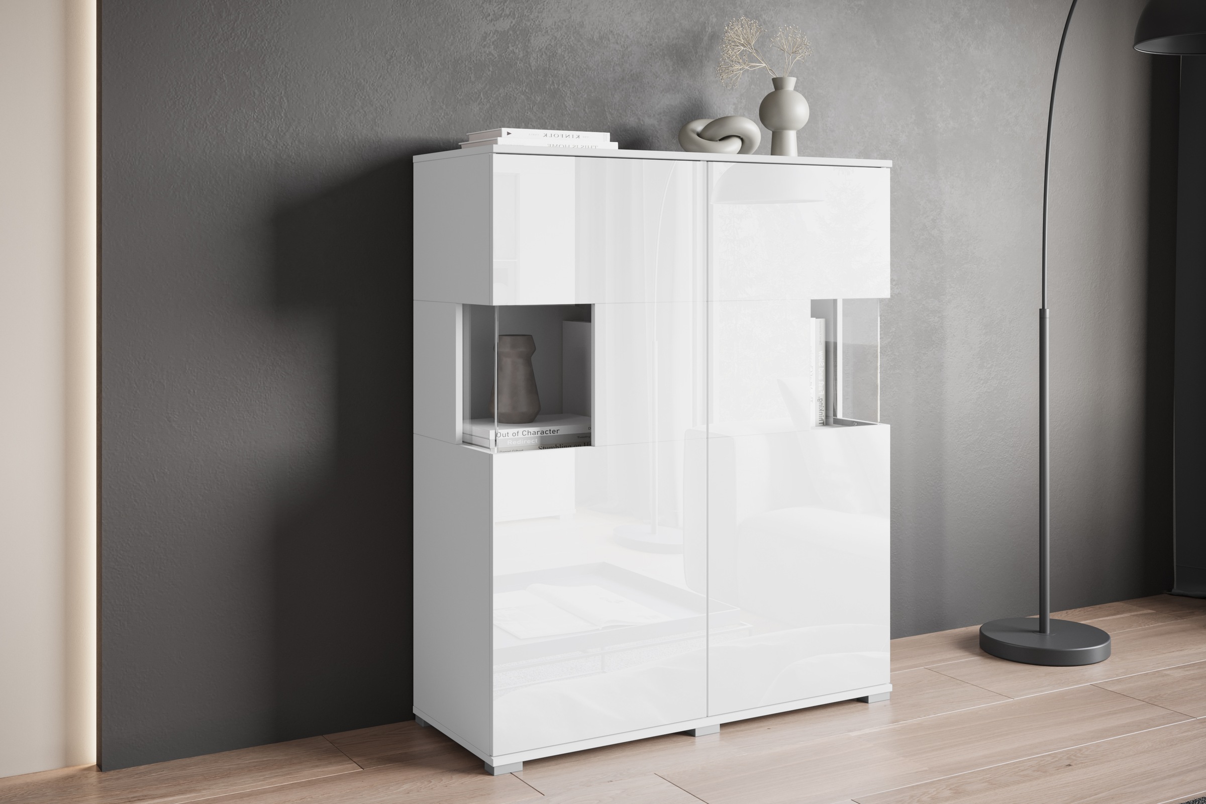 INOSIGN Highboard »Kenia«, (1 St.), Modernes Highboard mit Glastüren, Breite 100 cm