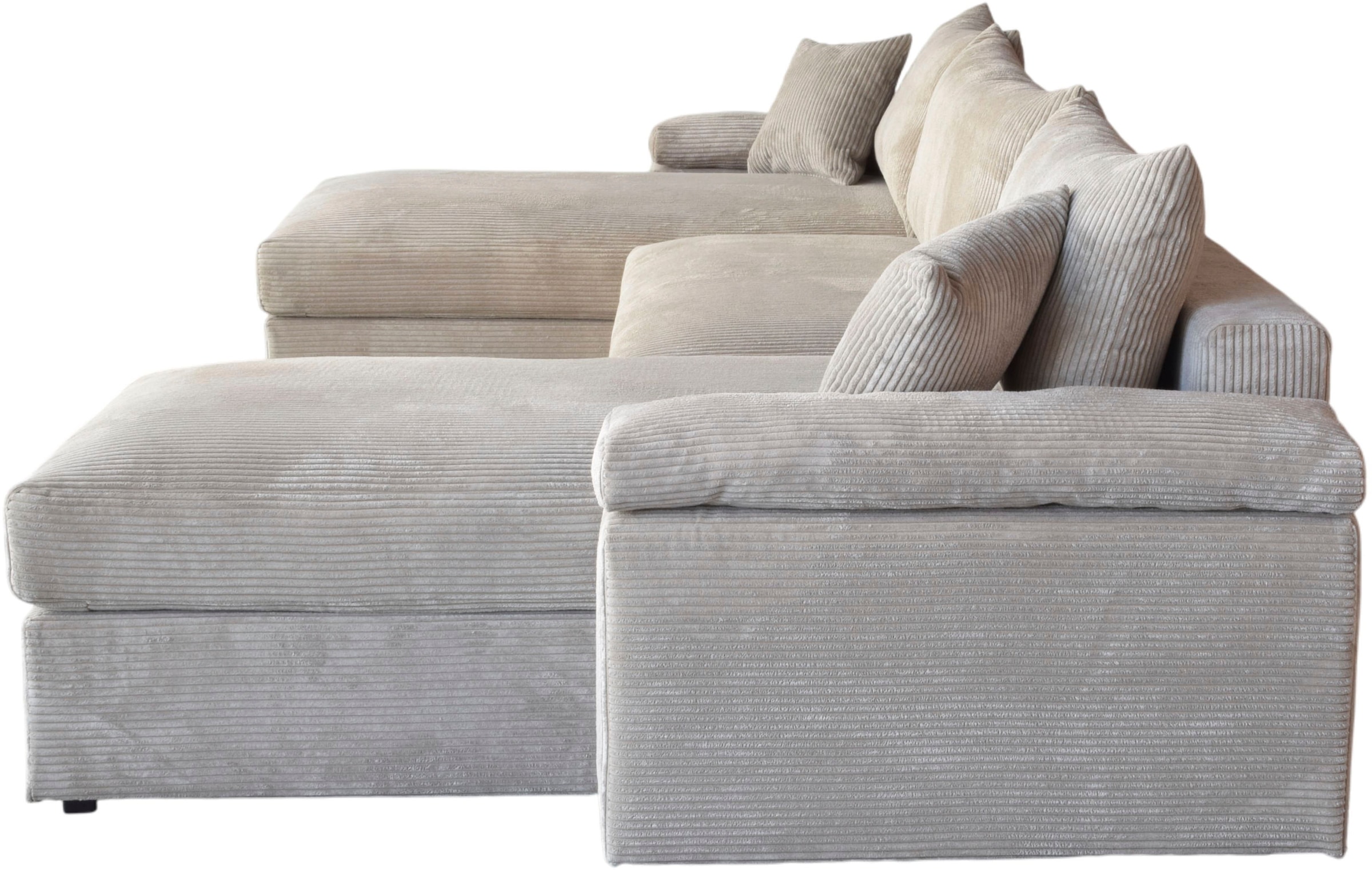 OTTO home Wohnlandschaft »Cosy U-Form, B: 309 cm, Sitzaufbau im Sandwich-Federkern« 2 Zierkissen, Mega-Sofa, Cord oder Struktur weich, Kaltschaumauflage