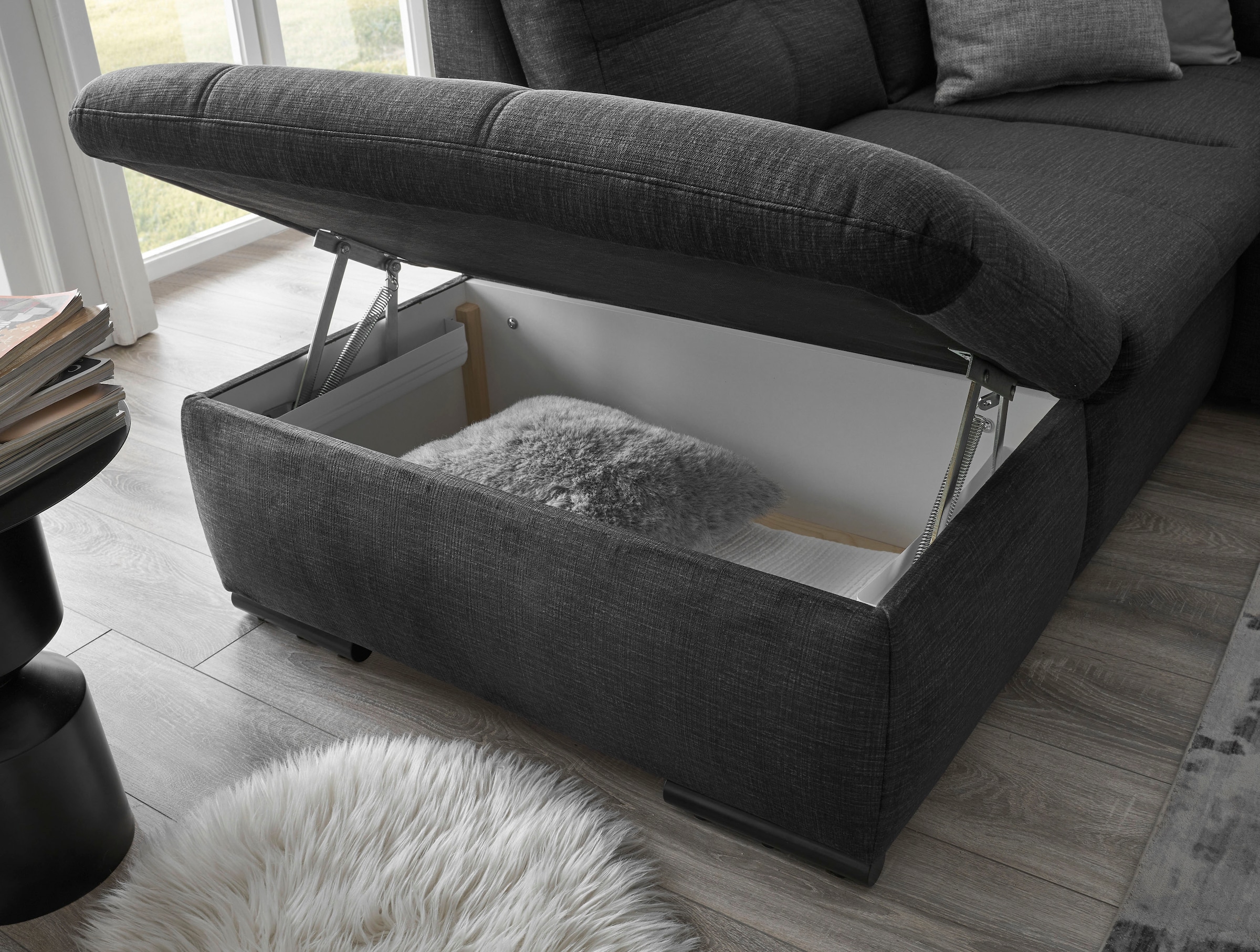 ED EXCITING DESIGN Ecksofa »Alija L-Form« mit Bettfunktion, Bettkasten, Armteilverstellung & Kopfstützen