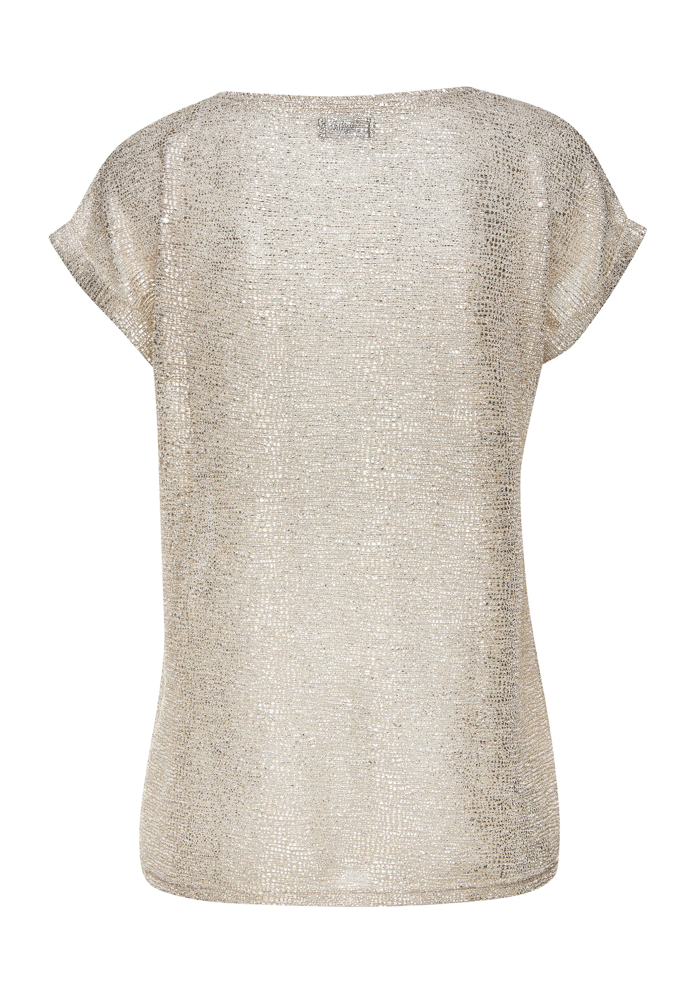 LASCANA Kurzarmshirt, mit goldfarbenem Alloverprint, Folienprint, transparent, festlich